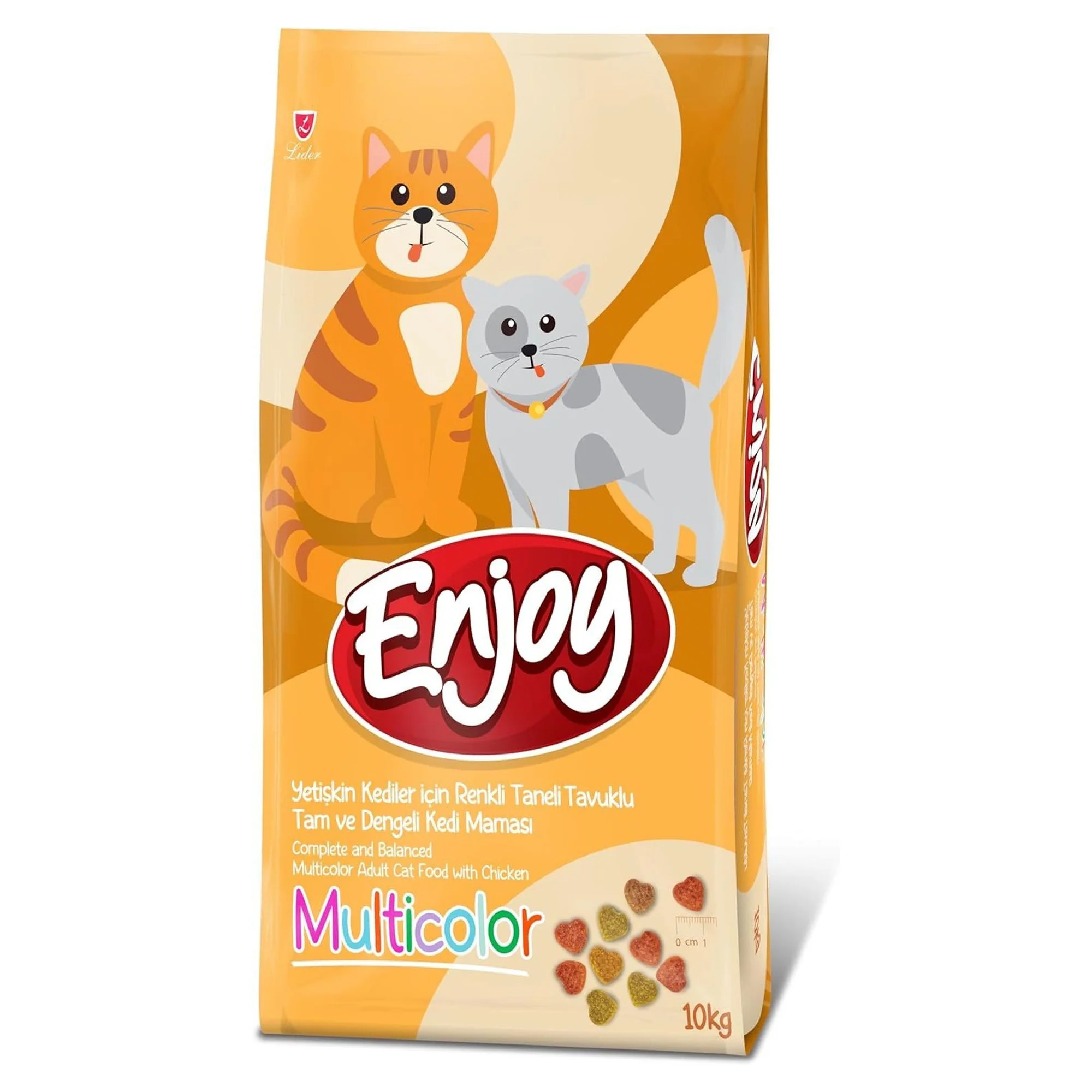Enjoy Multicolor Tam ve Dengeli Tavuklu Yetişkin Kedi Maması 10 KG
