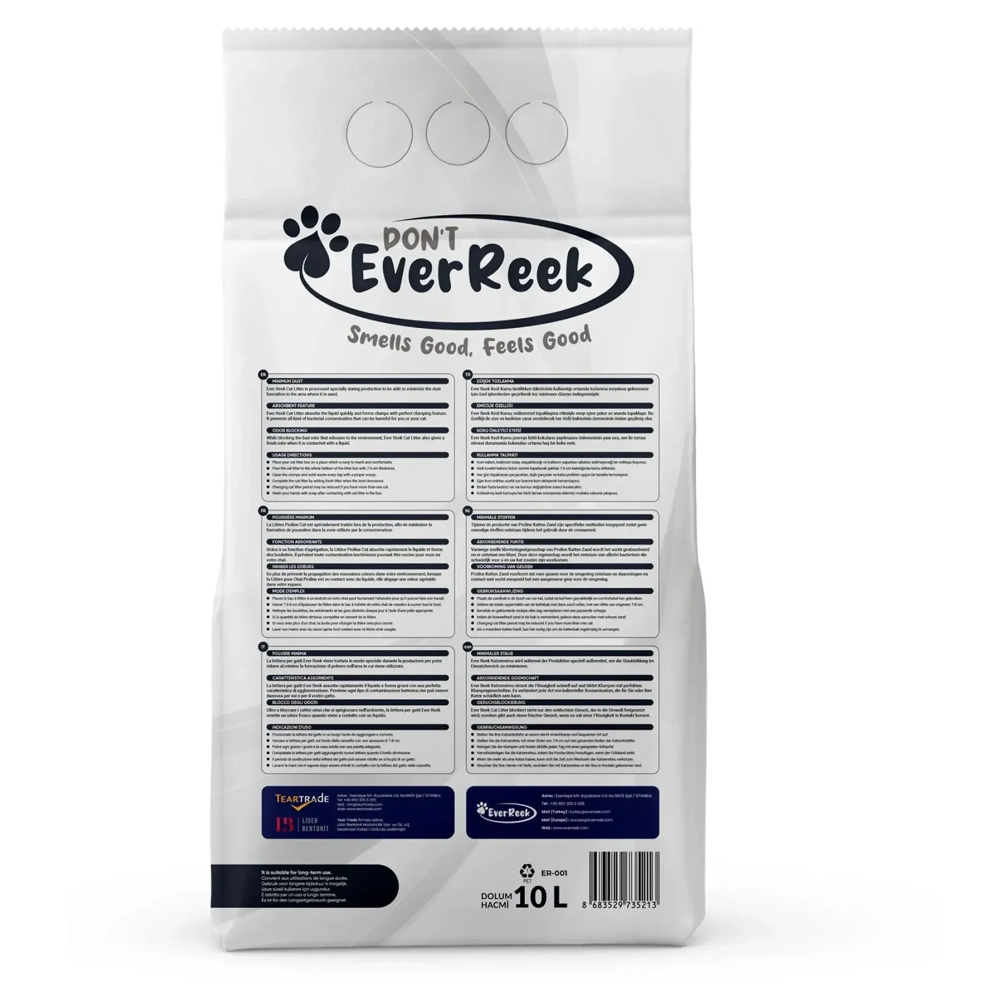 Ever Reek Ever Reek Premium Aktif Karbonlu Kedi Kumu 10L — Kum ve Tuvalet Ürünleri, 8.3 kg — Görsel 2