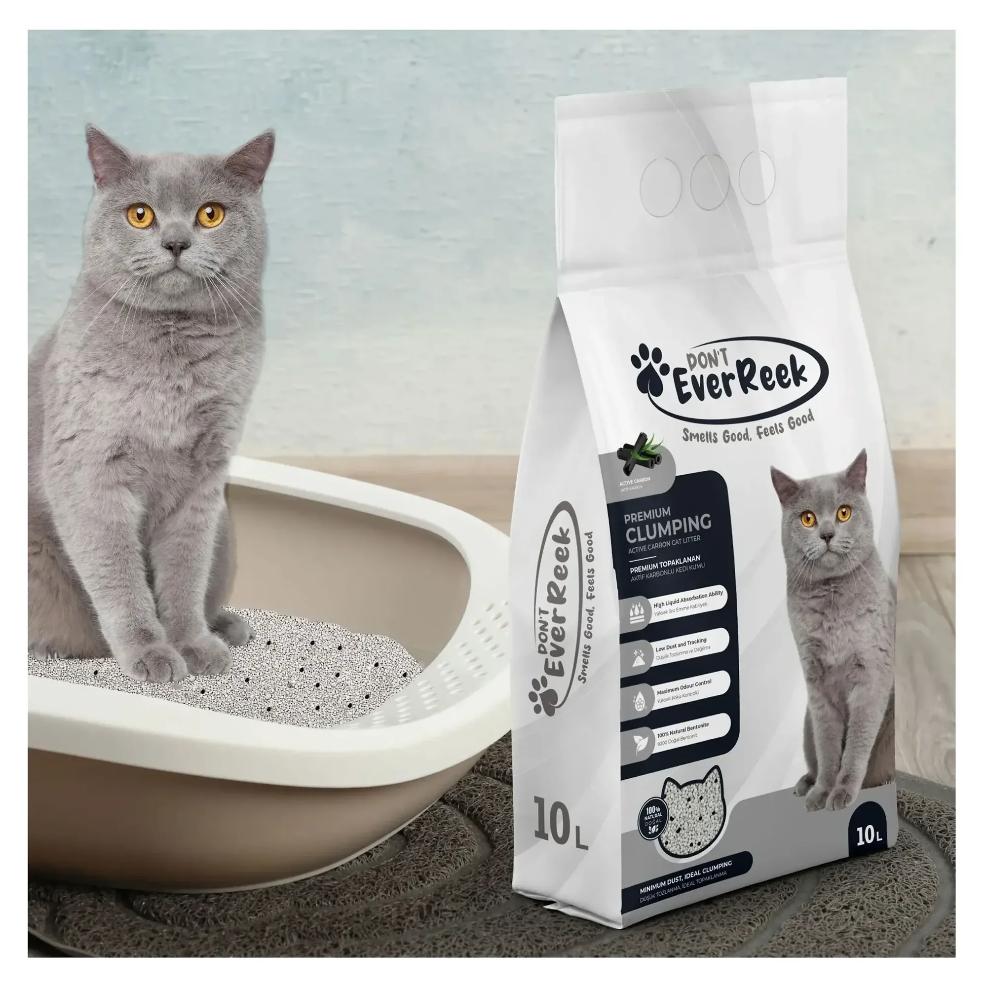 Ever Reek Ever Reek Premium Aktif Karbonlu Kedi Kumu 10L — Kum ve Tuvalet Ürünleri, 8.3 kg — Görsel 4