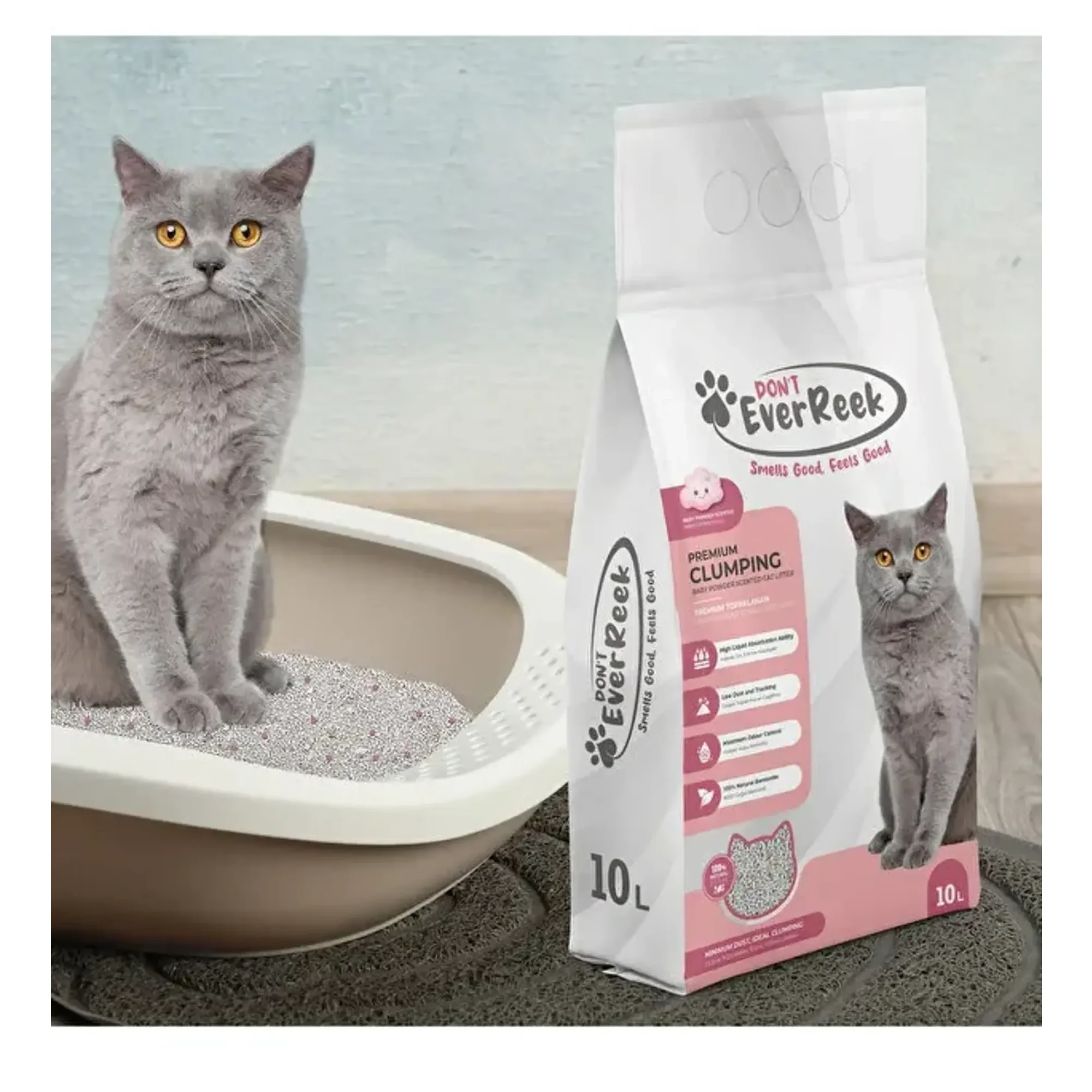 Ever Reek Ever Reek Premium Bebek Pudrası Kokulu Kedi Kumu 10L — Kum ve Tuvalet Ürünleri, 8.3 kg — Görsel 5