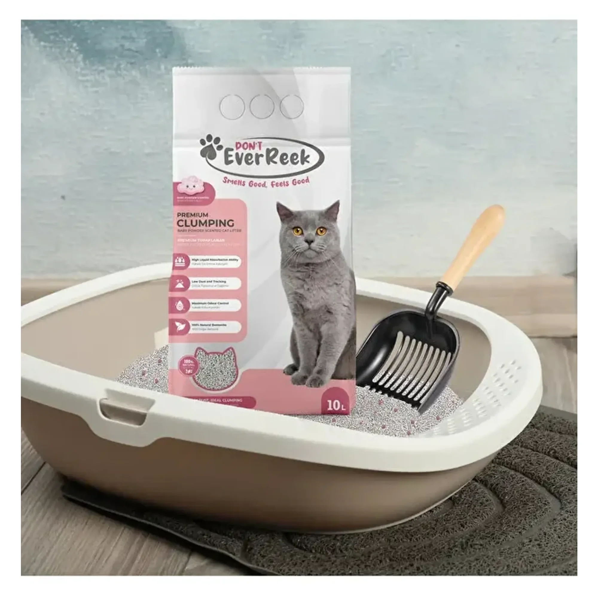 Ever Reek Ever Reek Premium Bebek Pudrası Kokulu Kedi Kumu 10L — Kum ve Tuvalet Ürünleri, 8.3 kg — Görsel 4