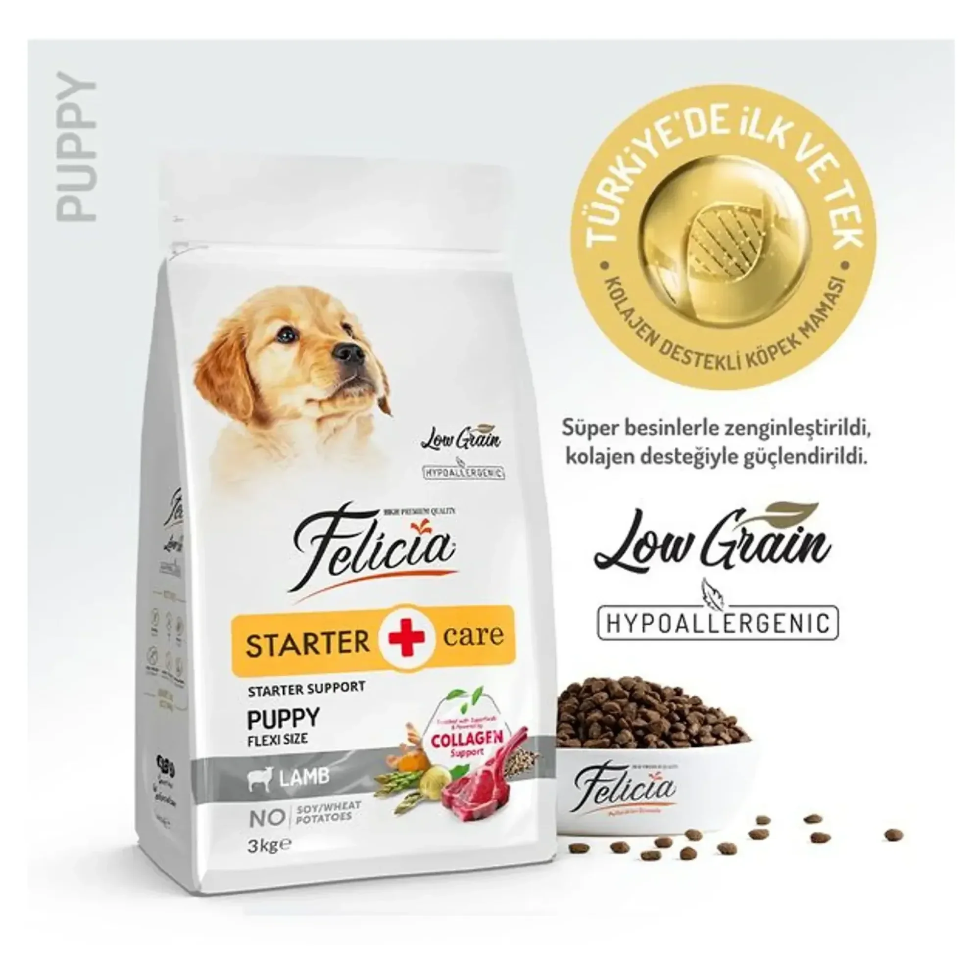 Felicia Felicia Kuzulu Az Tahıllı Kolajenli Yavru Köpek Maması 3 KG — Normal, 3 kg — Görsel 2