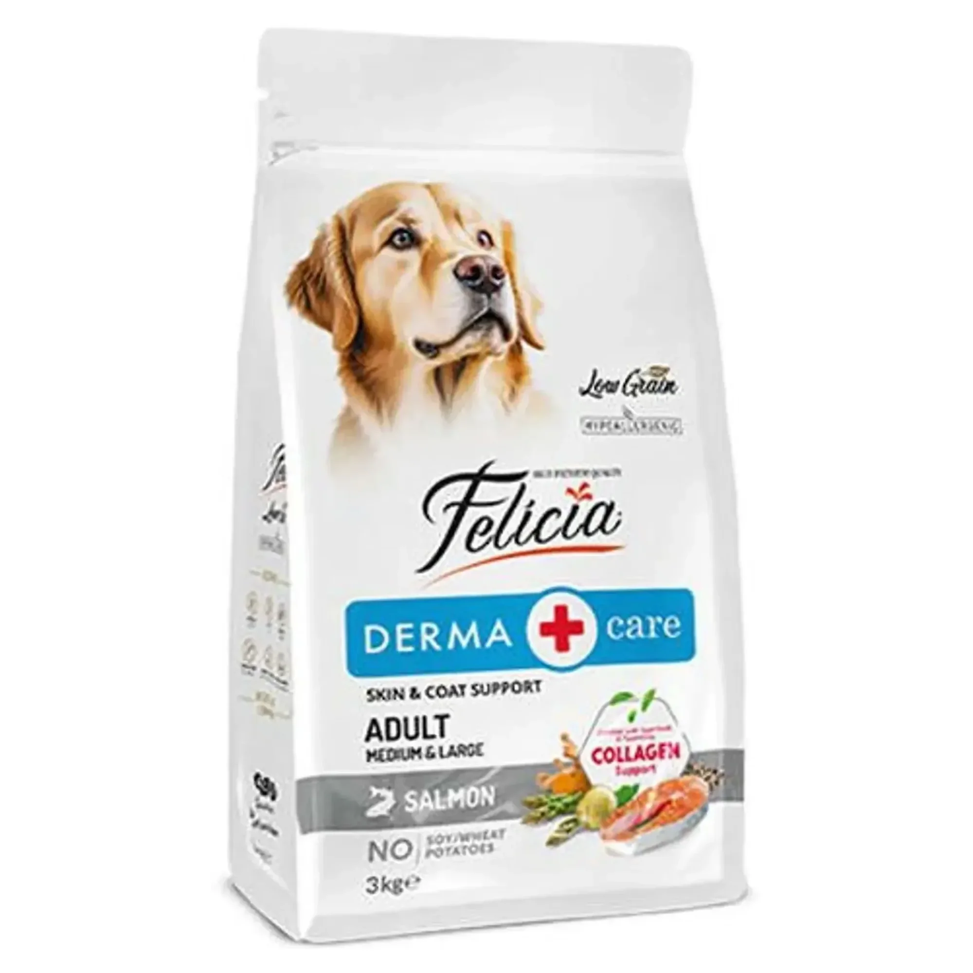 Felicia Felicia Somonlu Az Tahıllı Kolajen İçerikli Orta ve Büyük Irk Yetişkin Köpek Maması 3 KG