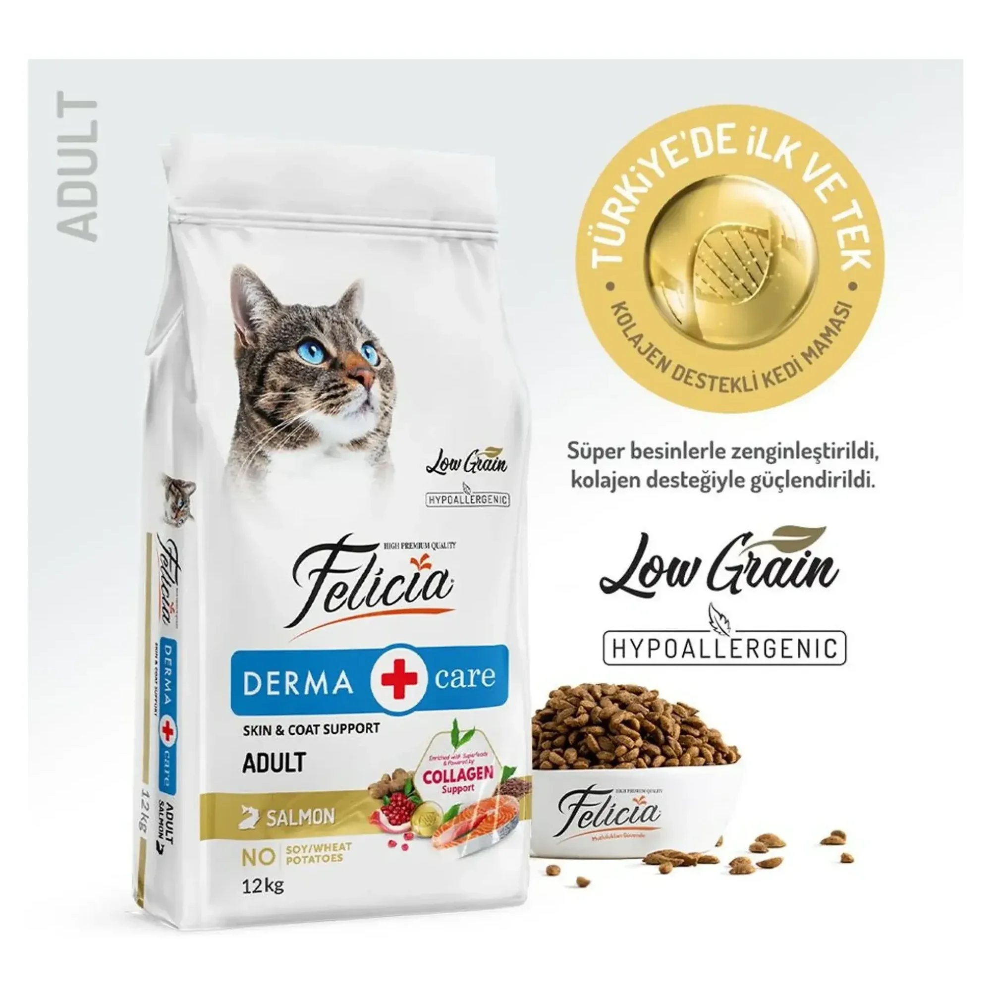 Felicia Felicia Somonlu Az Tahıllı Yetişkin Kedi Maması 12 KG