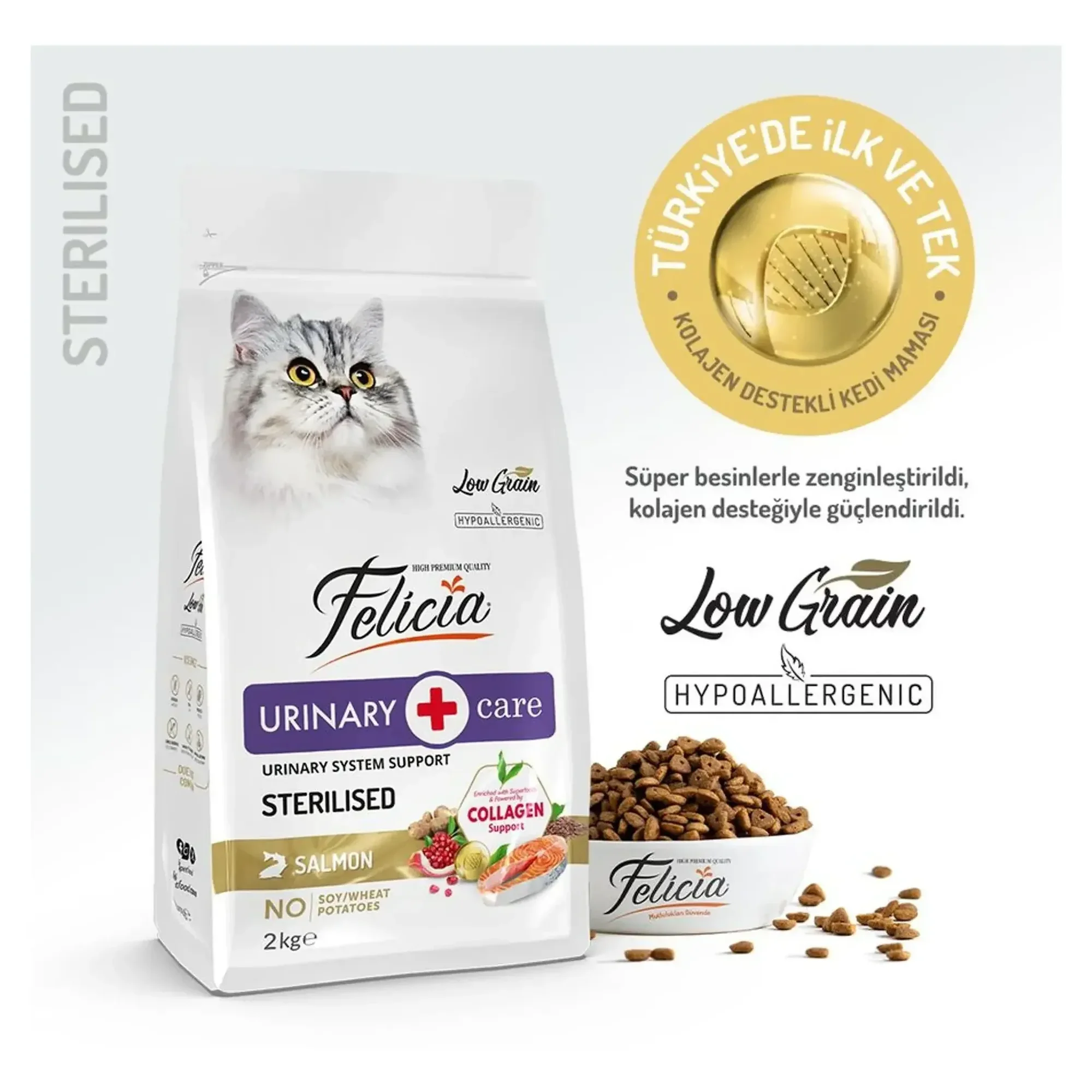 Felicia Felicia Kolajenli Somonlu Az Tahıllı Kısırlaştırılmış Yetişkin Kedi Maması 2 KG — 2.2 kg — Görsel 2