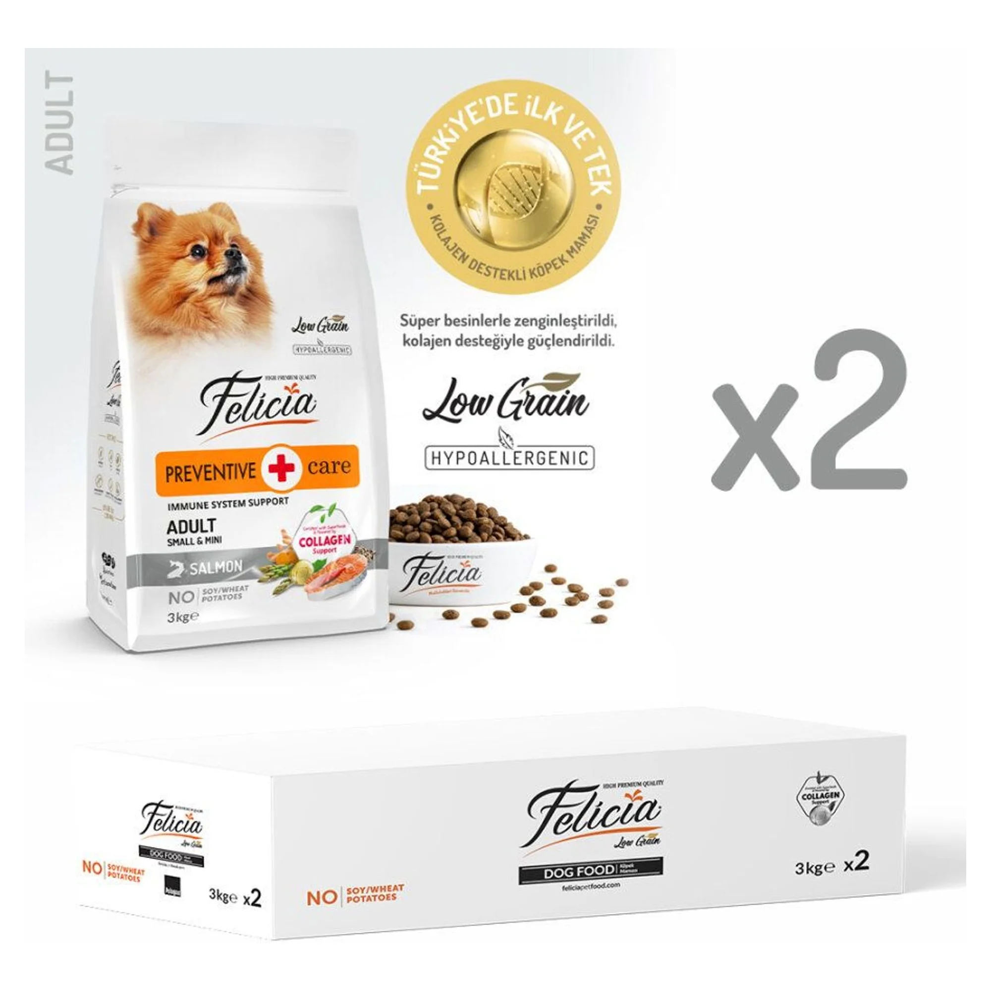 Felicia Somon Az Tahıllı Küçük Irk Yetişkin Köpek Maması 2x3 KG