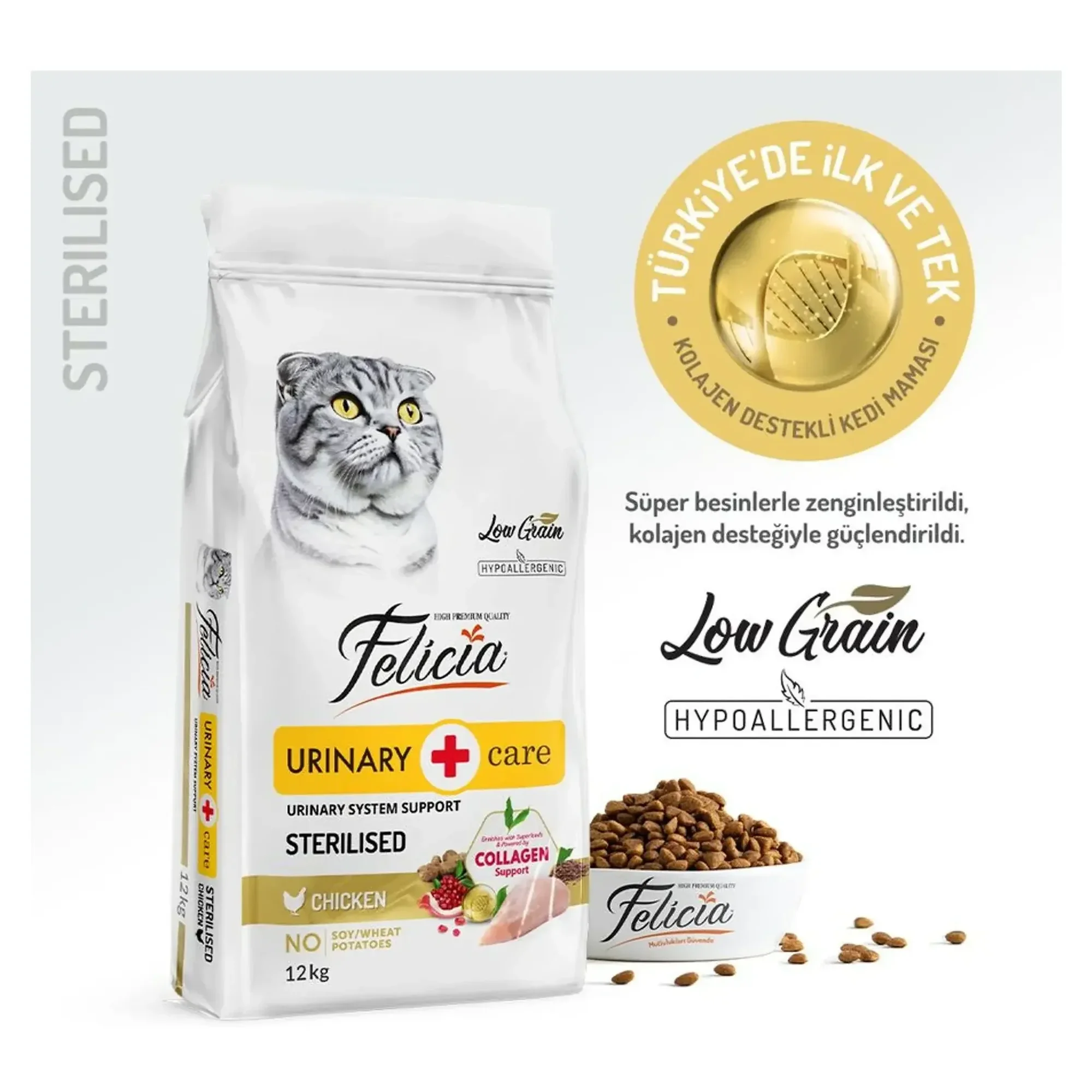 Felicia Felicia Urinary Care Az Tahıllı Tavuklu Kısırlaştırılmış Yetişkin Kedi Maması 12 KG