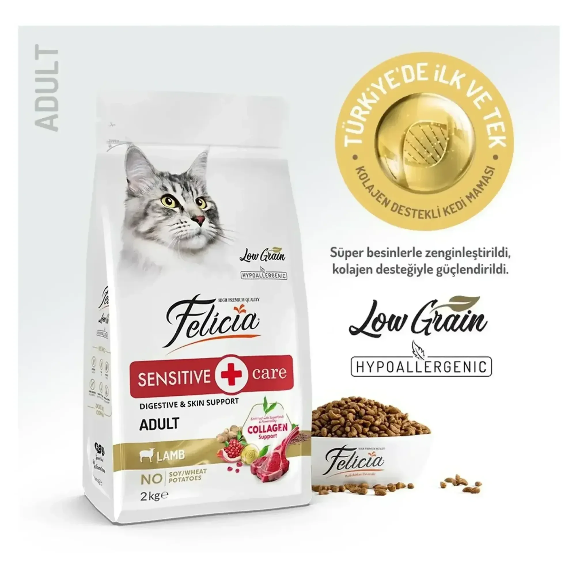 Felicia Felicia Sensitive Care Az Tahıllı Kuzu Etli Yetişkin Kedi Maması 2 KG — Normal, 2 kg — Görsel 2