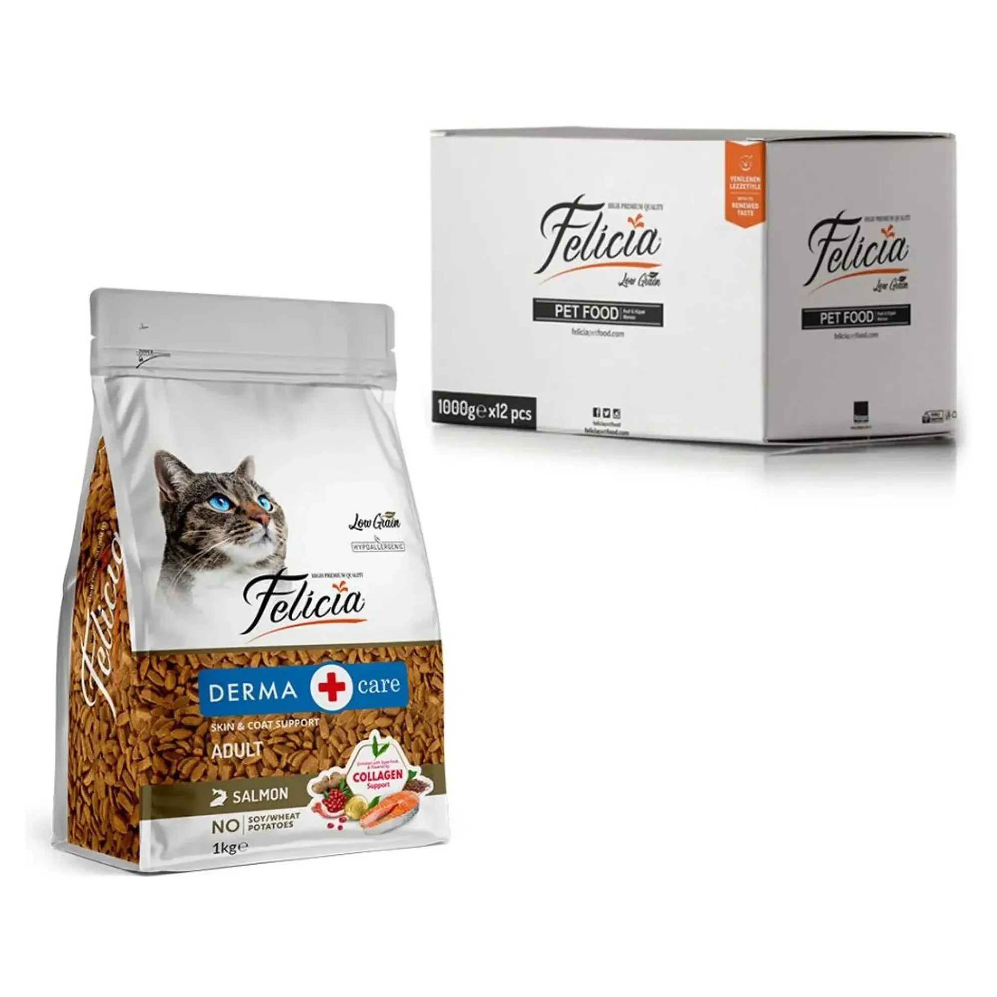 Felicia Felicia Derma Care Az Tahıllı Somonlu Yetişkin Kedi Maması 1 KG