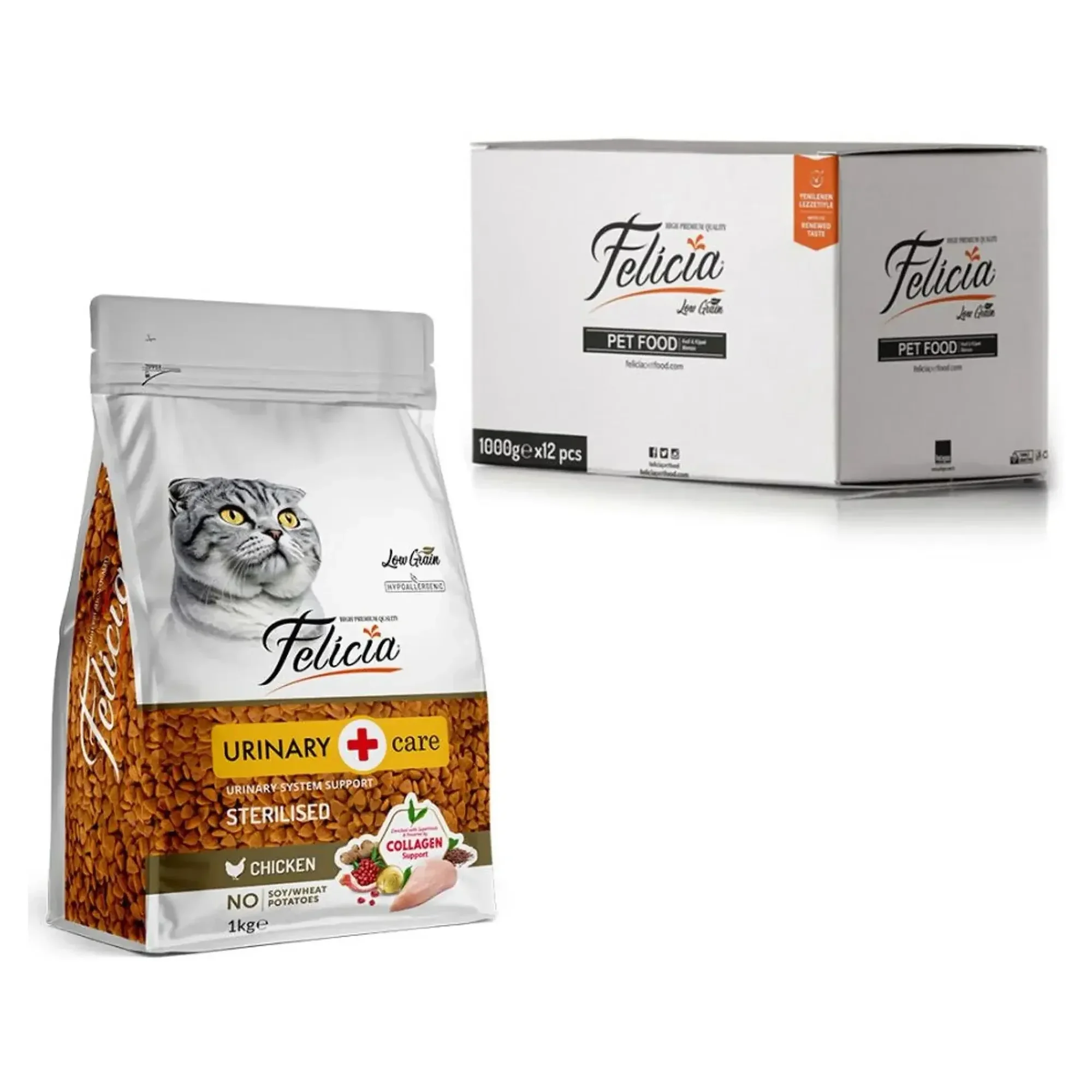 Felicia Felicia Urinary Care Az Tahıllı Tavuklu Kısırlaştırılmış Yetişkin Kedi Maması 12x1 KG — Görsel 2