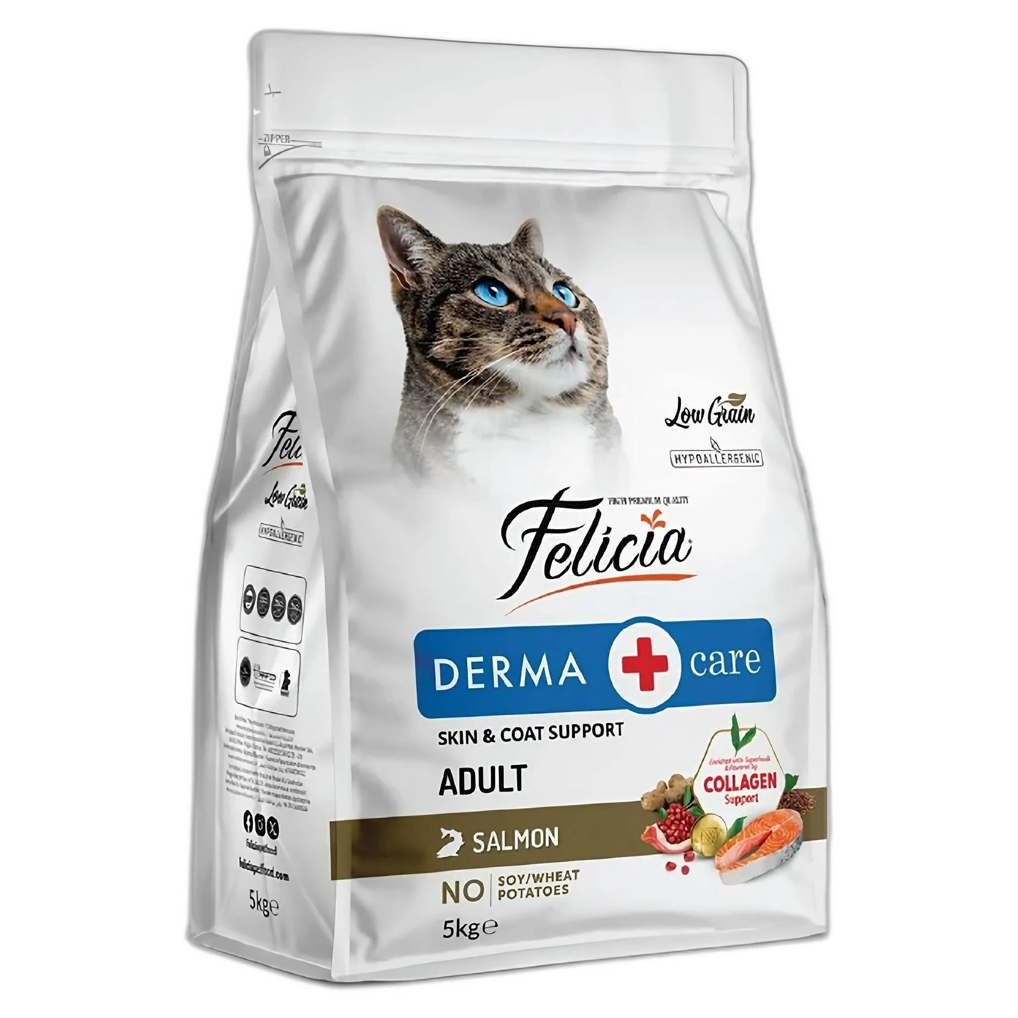 Felicia Felicia Derma Care Kolajen Destekli Az Tahıllı Somonlu Yetişkin Kedi Maması 5 KG