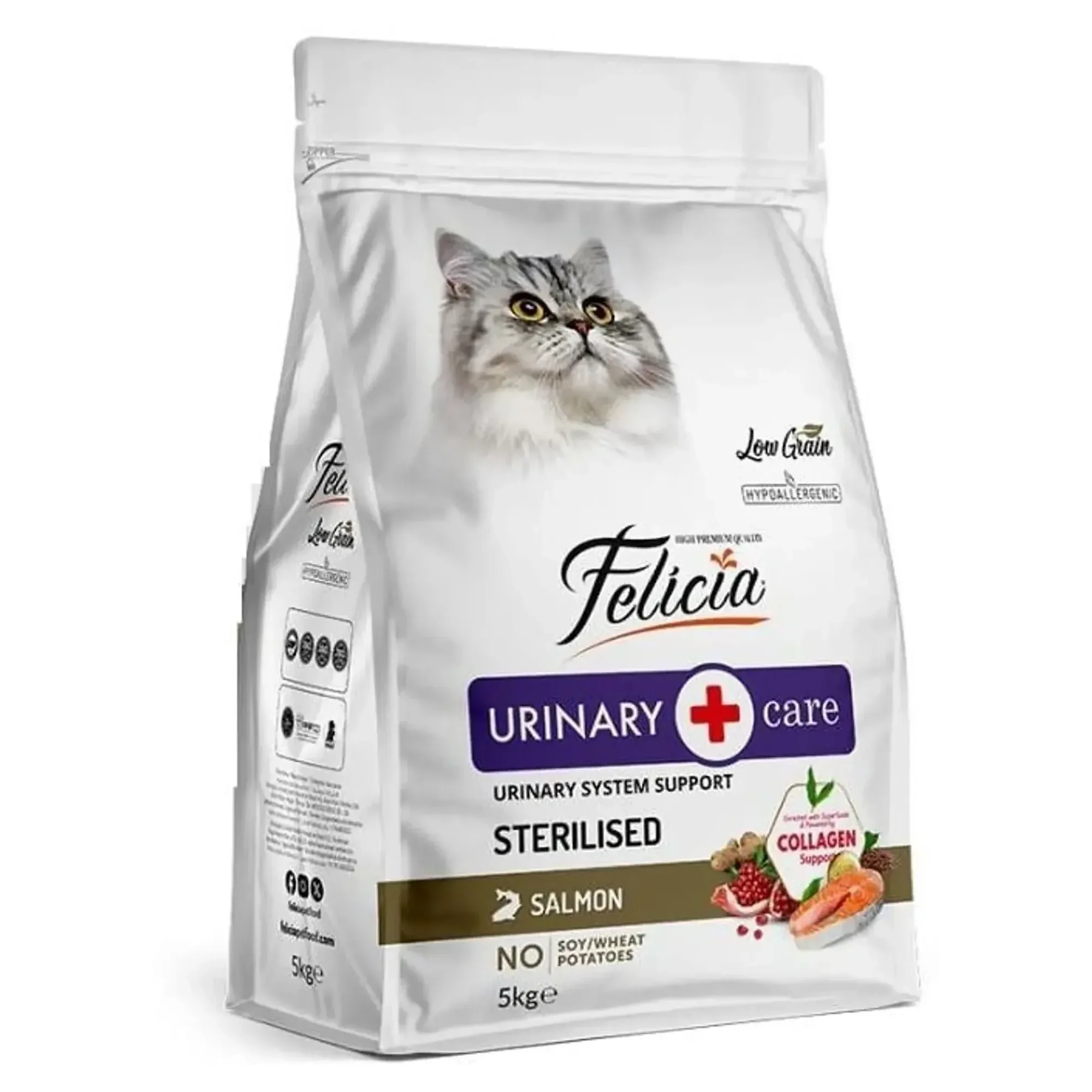 Felicia Felicia Urinary Care Kolajen Destekli Az Tahıllı Somonlu Kısırlaştırılmış Yetişkin Kedi Maması 5 KG