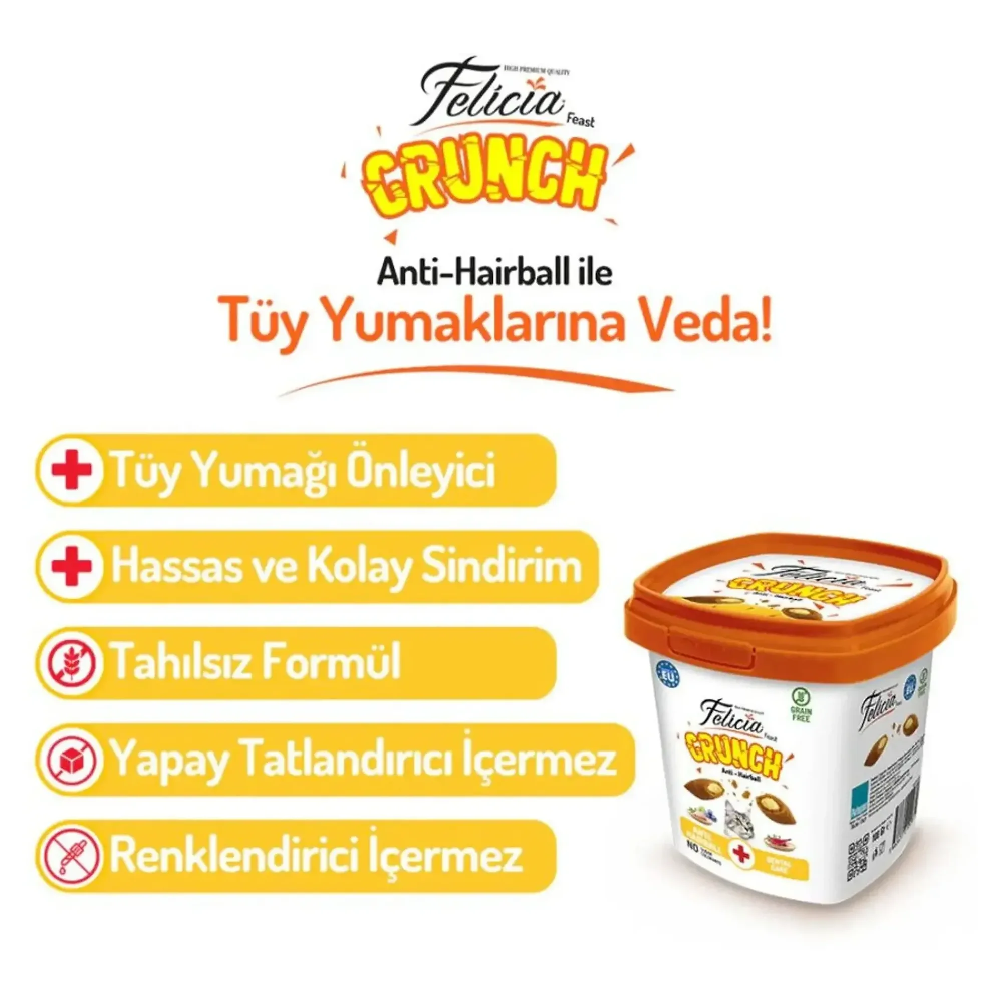 Felicia Felicia Crunch Anti Hairball Kedi Ödül Maması 100 G — Dolgulu — Görsel 3