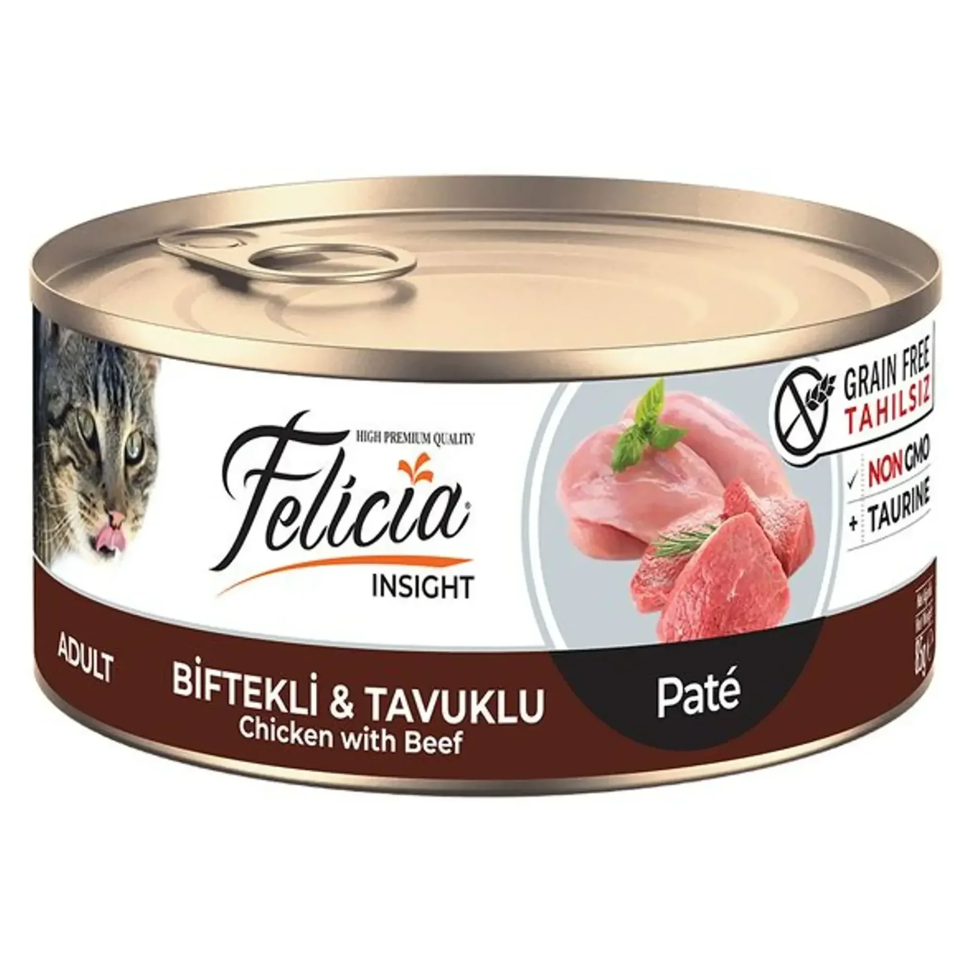 Felicia Felicia Insight Tahılsız Kıyılmış Tavuklu ve Biftekli Yetişkin Kedi Konservesi 85 G