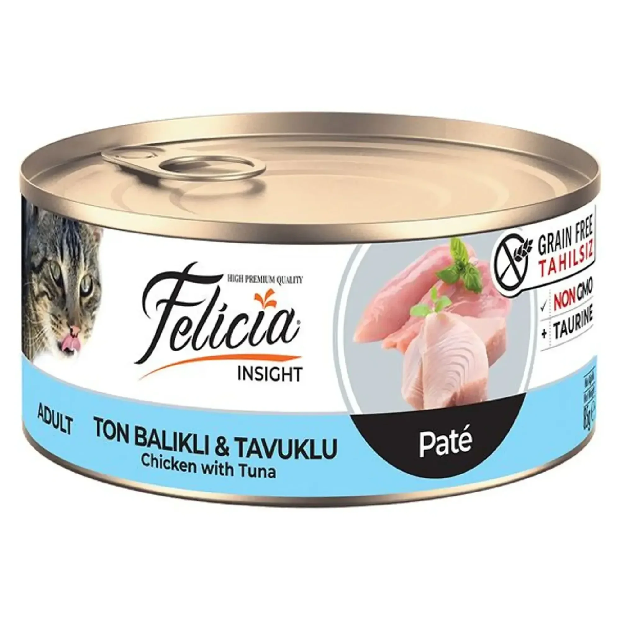 Felicia Felicia Insight Tahılsız Kıyılmış Ton Balıklı ve Tavuklu Yetişkin Kedi Konservesi 85 G