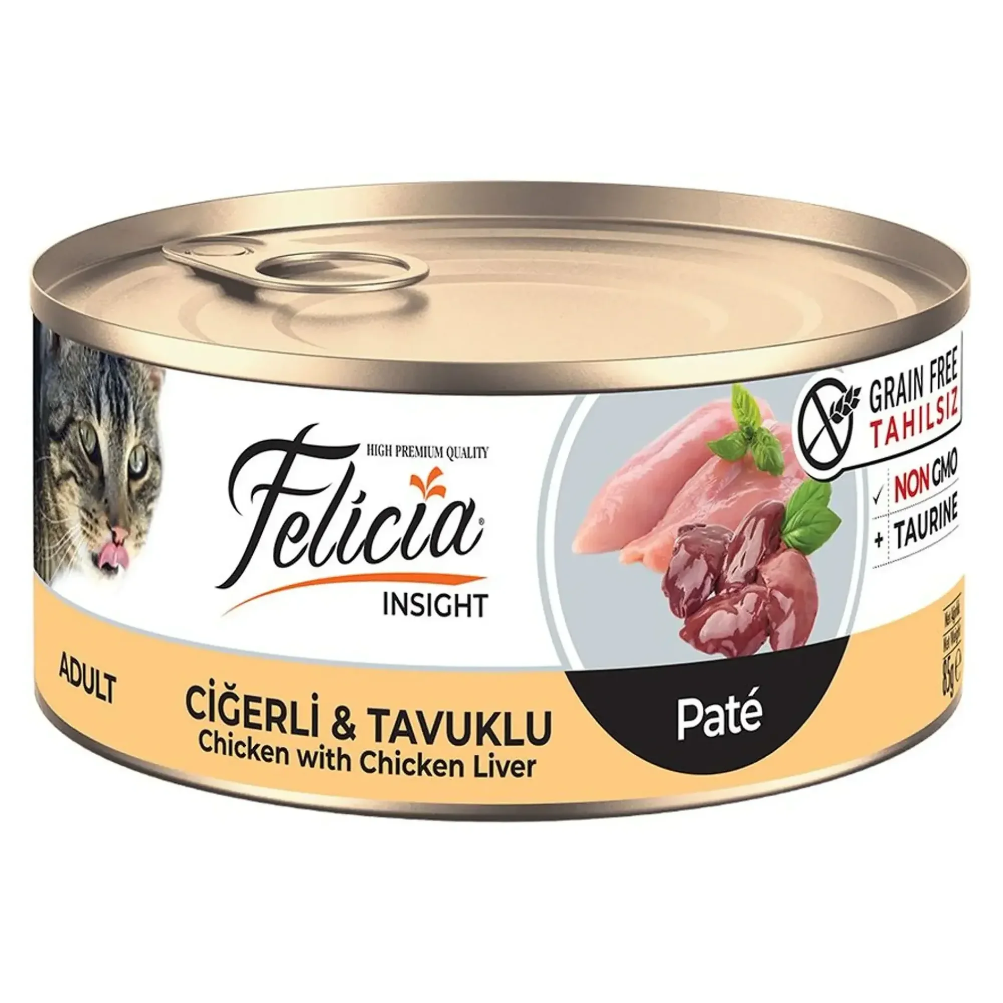 Felicia Felicia Insight Tahılsız Kıyılmış Ciğerli ve Tavuklu Yetişkin Kedi Konservesi 85 G