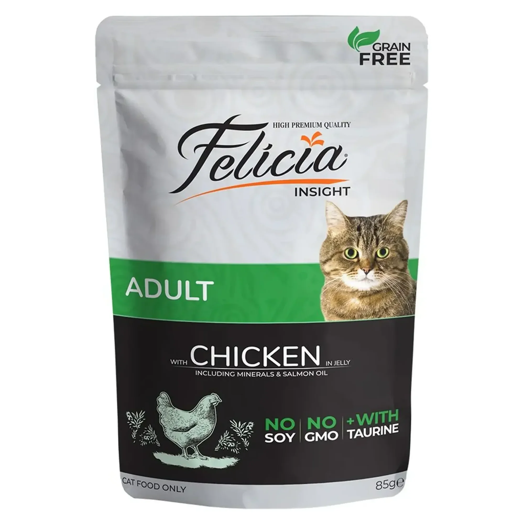 Felicia Insight Tahılsız Tavuklu ve Taurinli Pouch Yaş Yetişkin Kedi Maması 12x85 G