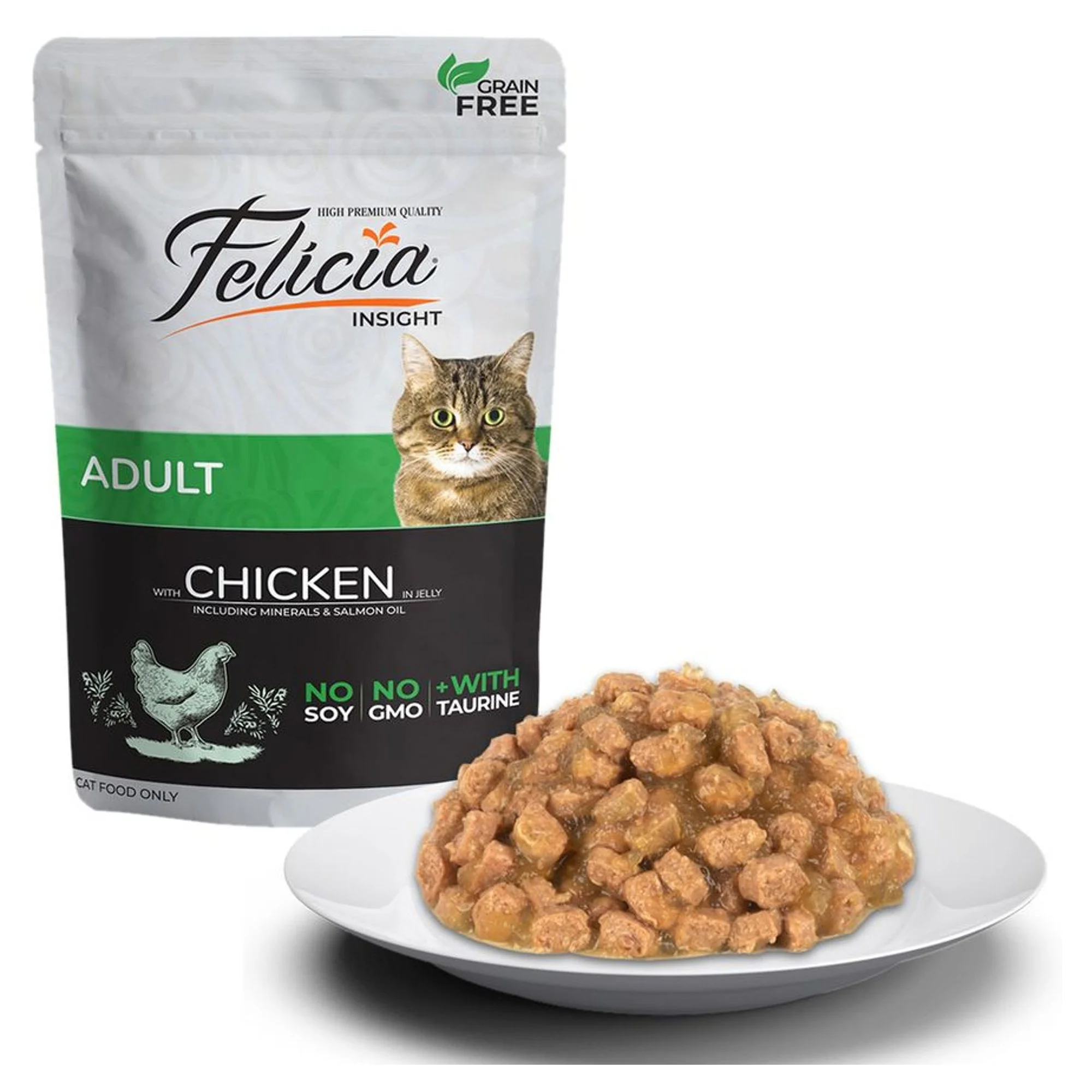 Felicia Insight Tahılsız Tavuklu ve Taurinli Pouch Yaş Yetişkin Kedi Maması 12x85 G
