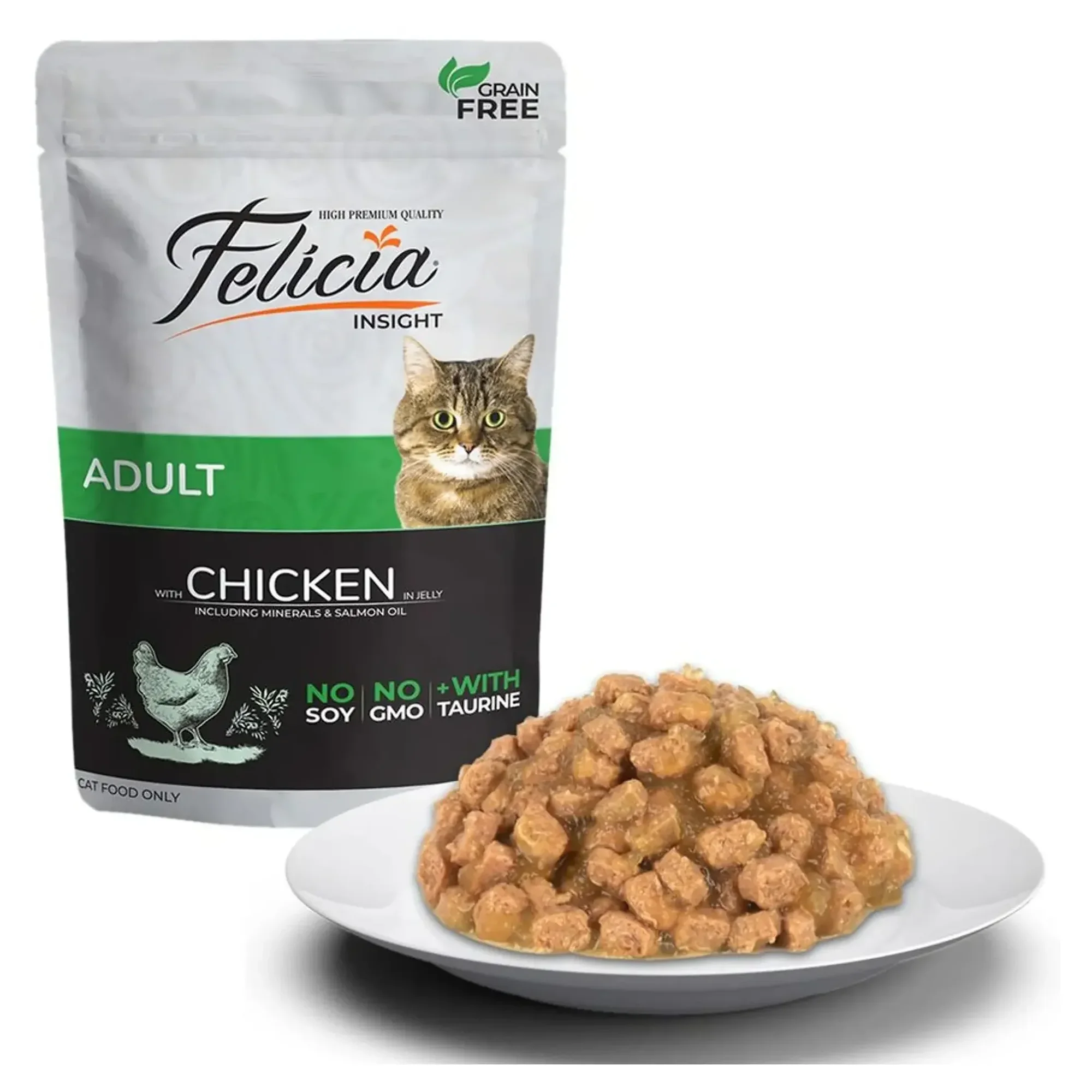Felicia Felicia Insight Tahılsız Tavuklu ve Taurinli Pouch Yaş Yetişkin Kedi Maması 85 G — Hassas Sindirim, 1.1 kg — Görsel 2