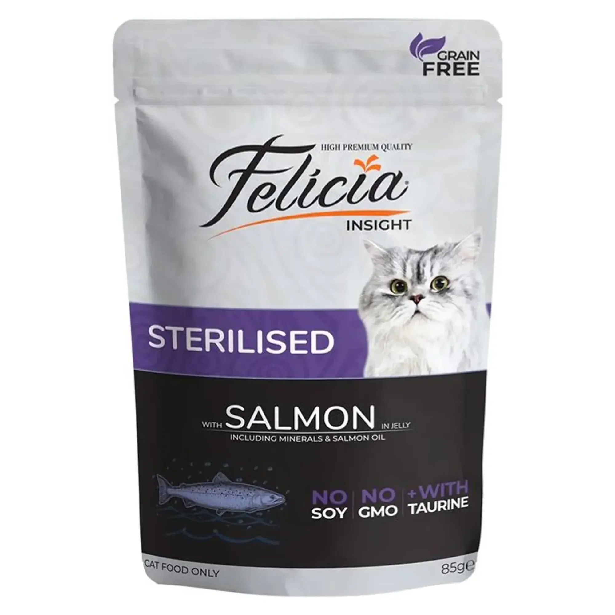 Felicia Felicia Insight Tahılsız Somonlu ve Taurinli Pouch Yaş Kısırlaştırılmış Yetişkin Kedi Maması 85 G — 1.1 kg — Görsel 2