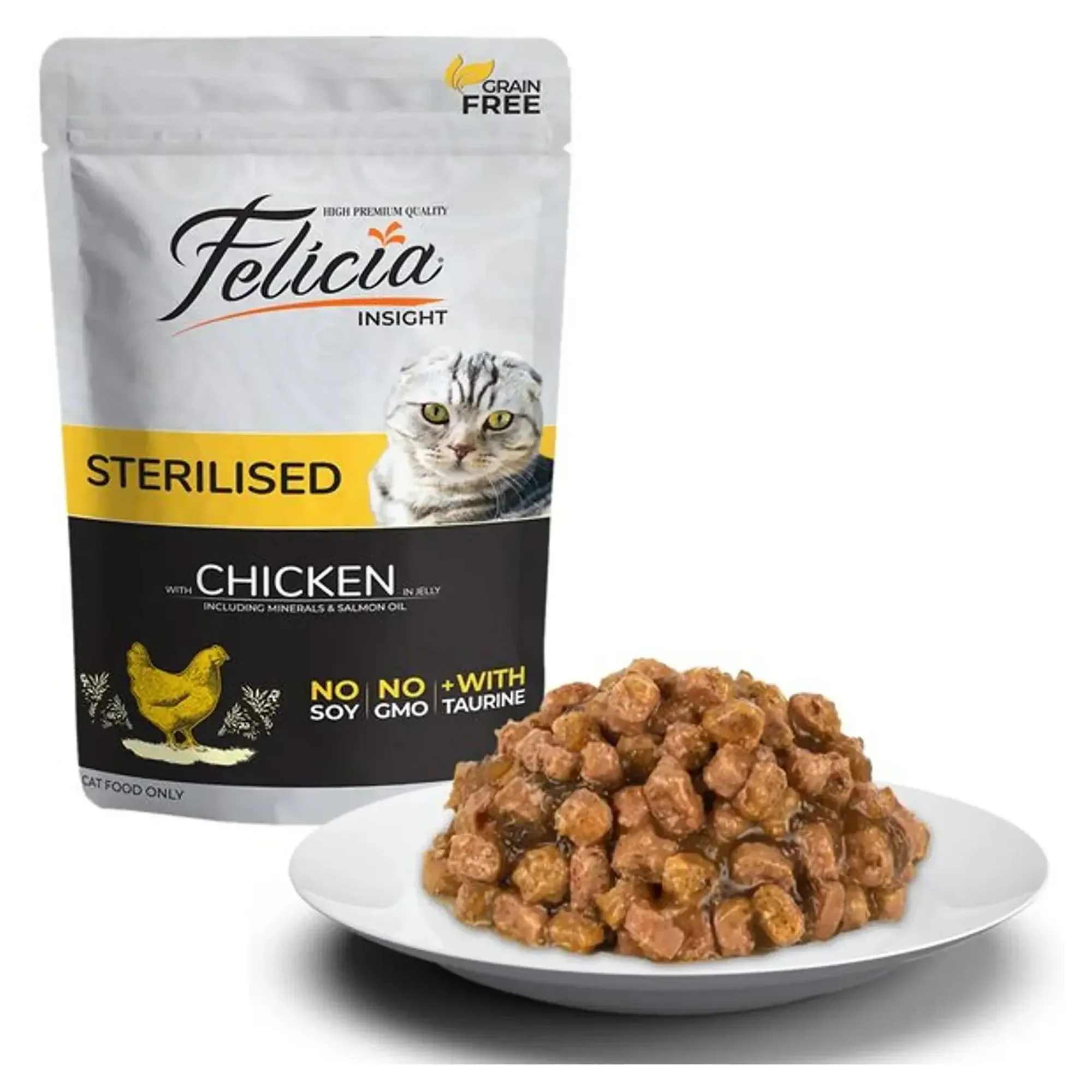 Felicia Felicia Insight Tahılsız Tavuklu Pouch Yaş Kısırlaştırılmış Yetişkin Kedi Maması 85 G