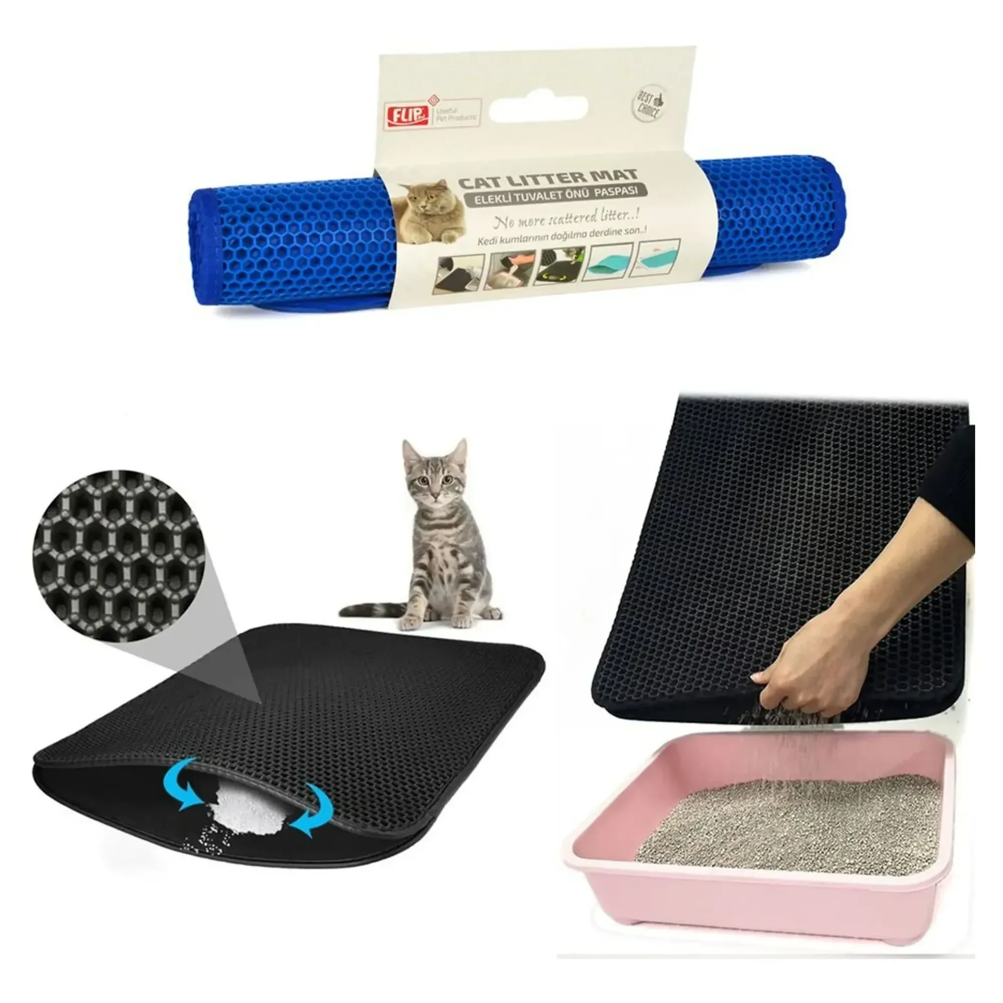 Flip Lux Kedi Kumu Toplama Paspası 60x40 CM — Kum ve Tuvalet Ürünleri, 550 g — Görsel 2