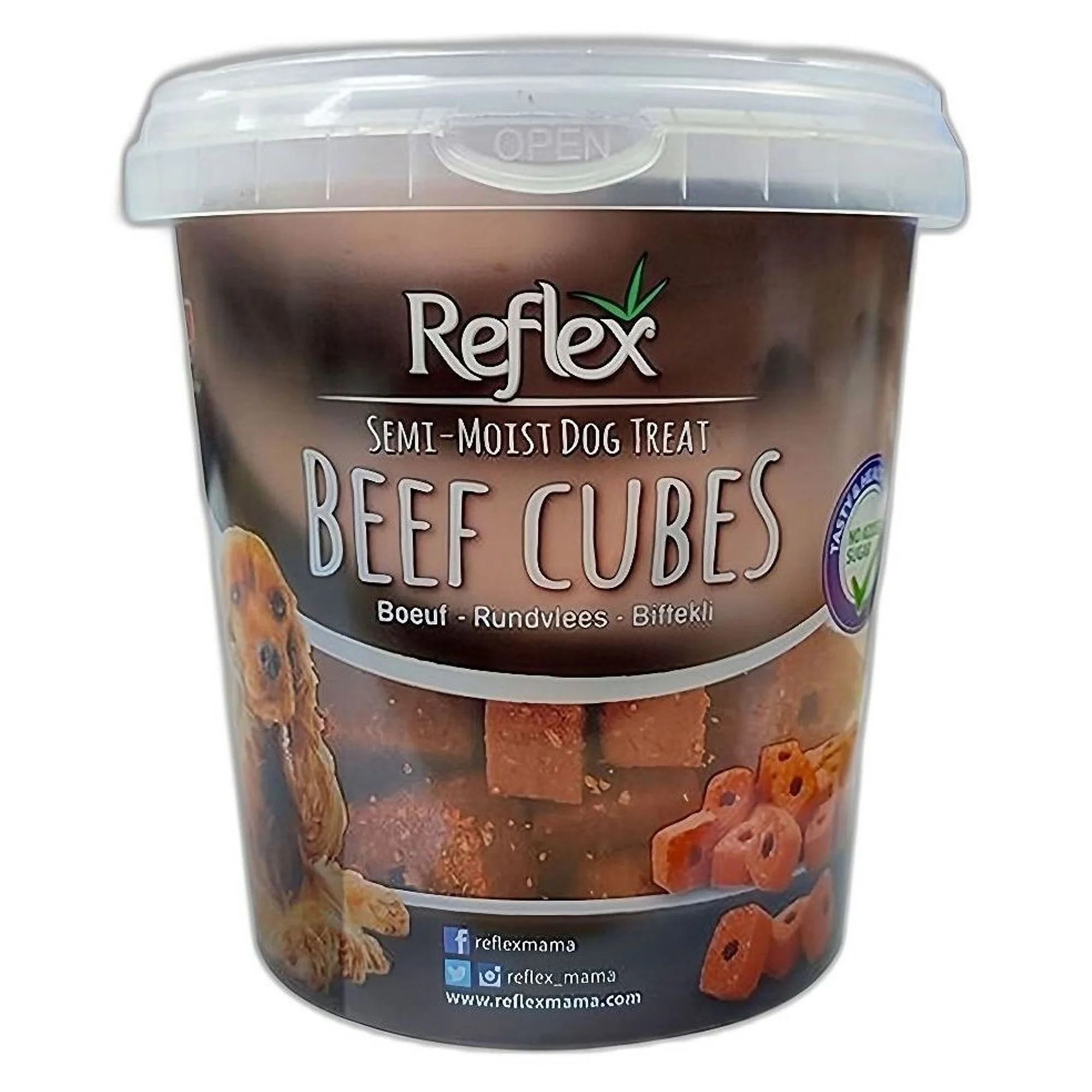 Reflex Reflex Semi Moist Treats Dog Beef Cubes 500 G