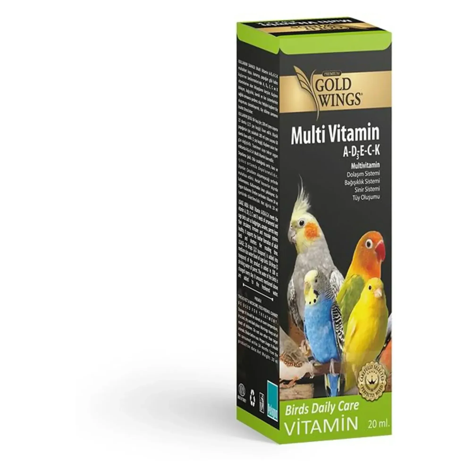 Gold Wings Multivitamin Tüy Oluşum Destekleyici Kuş Vitamini 20 CC