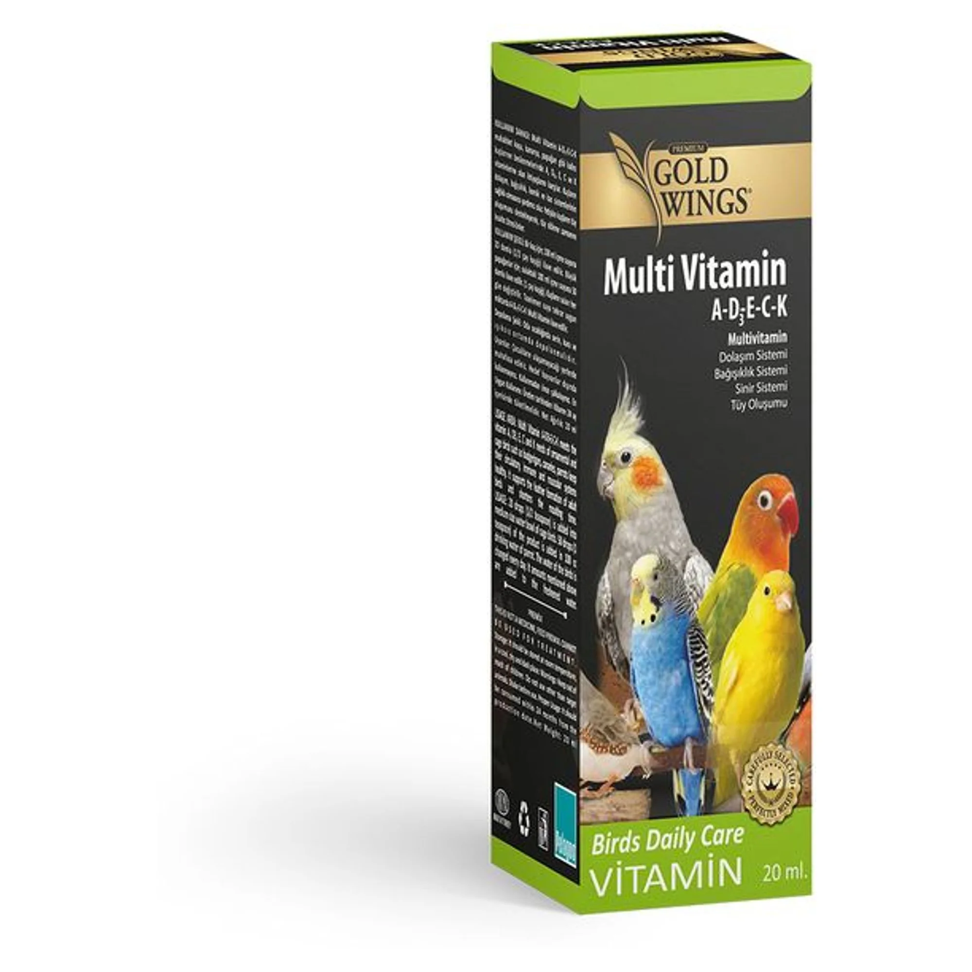Gold Wings Gold Wings Multivitamin Tüy Oluşum Destekleyici Kuş Vitamini 20 CC