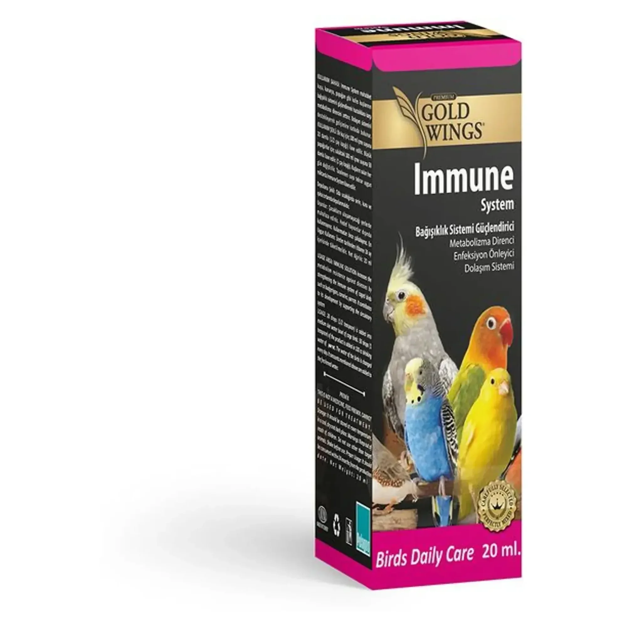 Gold Wings Gold Wings Premium Immune Kuşlar İçin Enfeksiyon Önleyici Vitamin 20 CC
