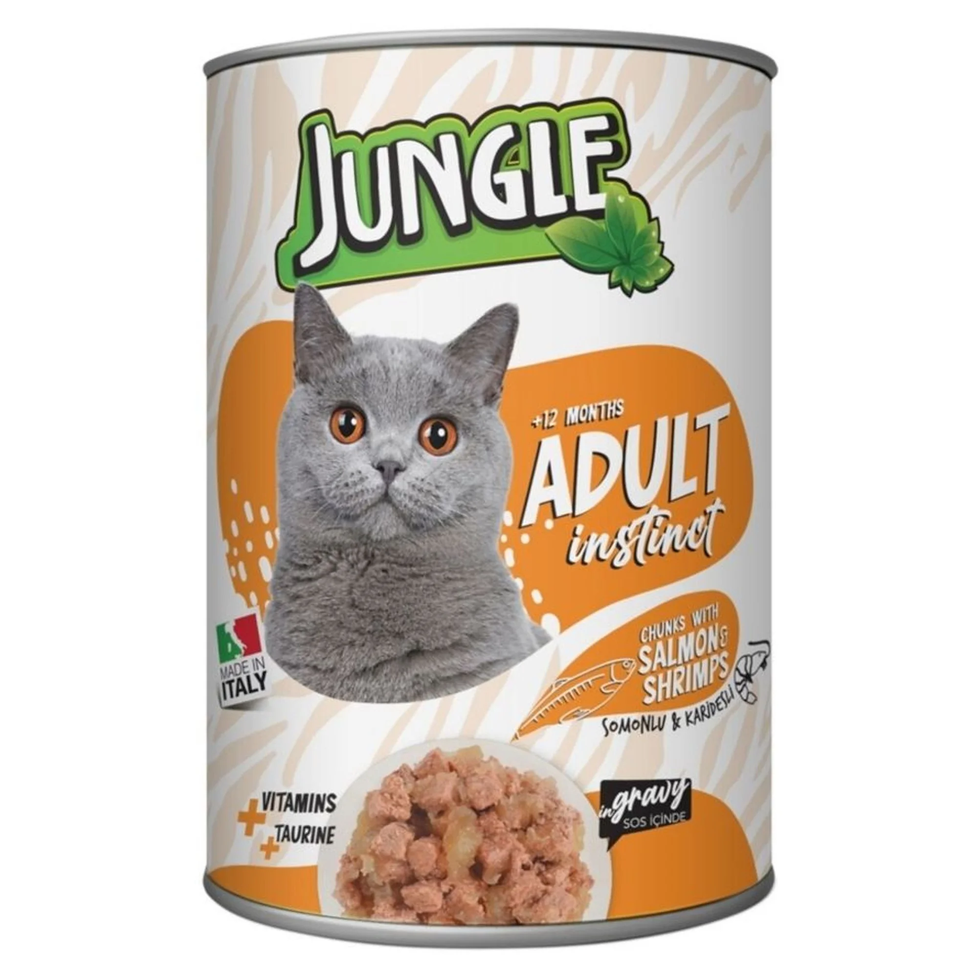 Jungle Jungle Somonlu ve Karidesli Yetişkin Kedi Konservesi 415 G