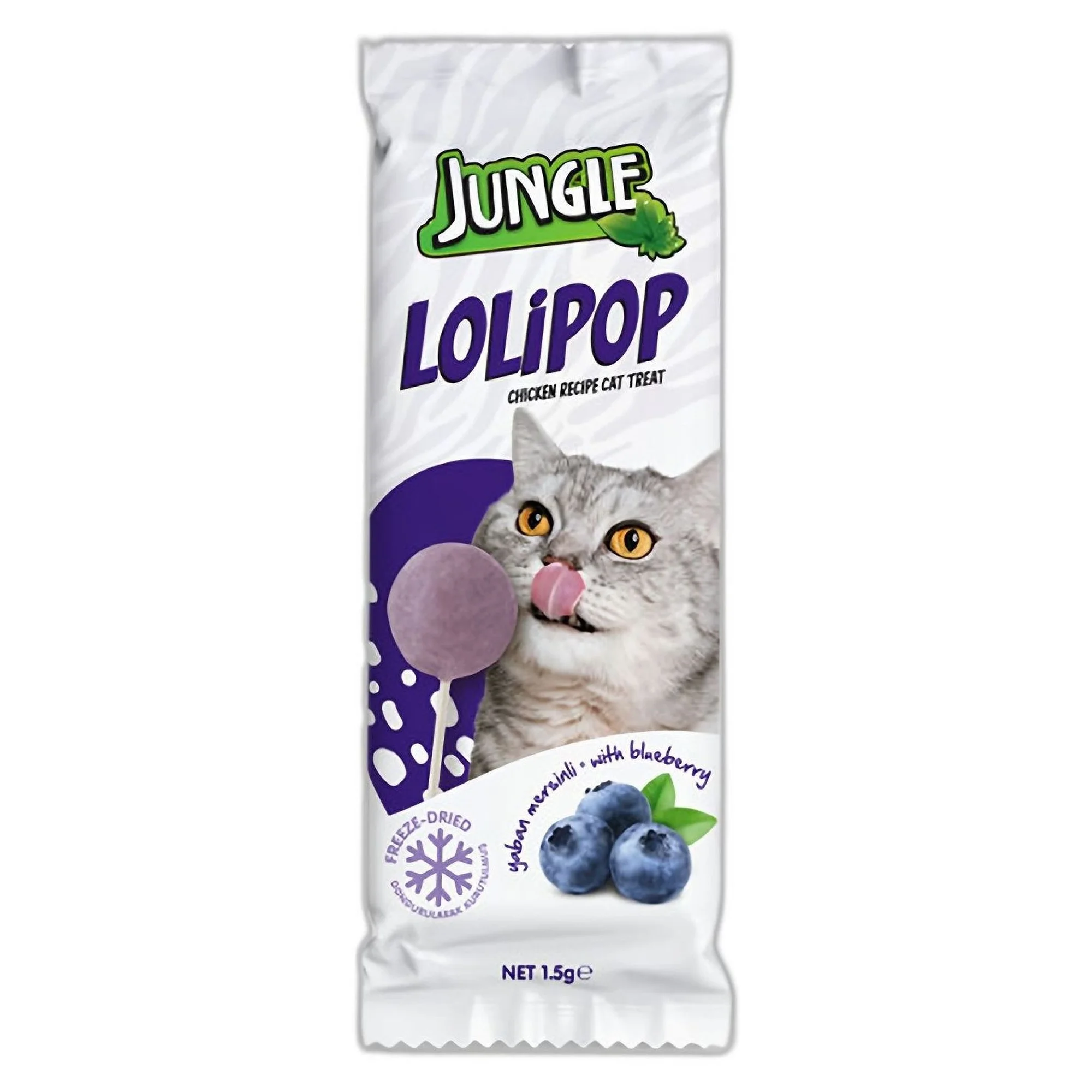 Jungle Yaban Mersinli Kedi Atıştırmalık Lolipop 12x1.5 G