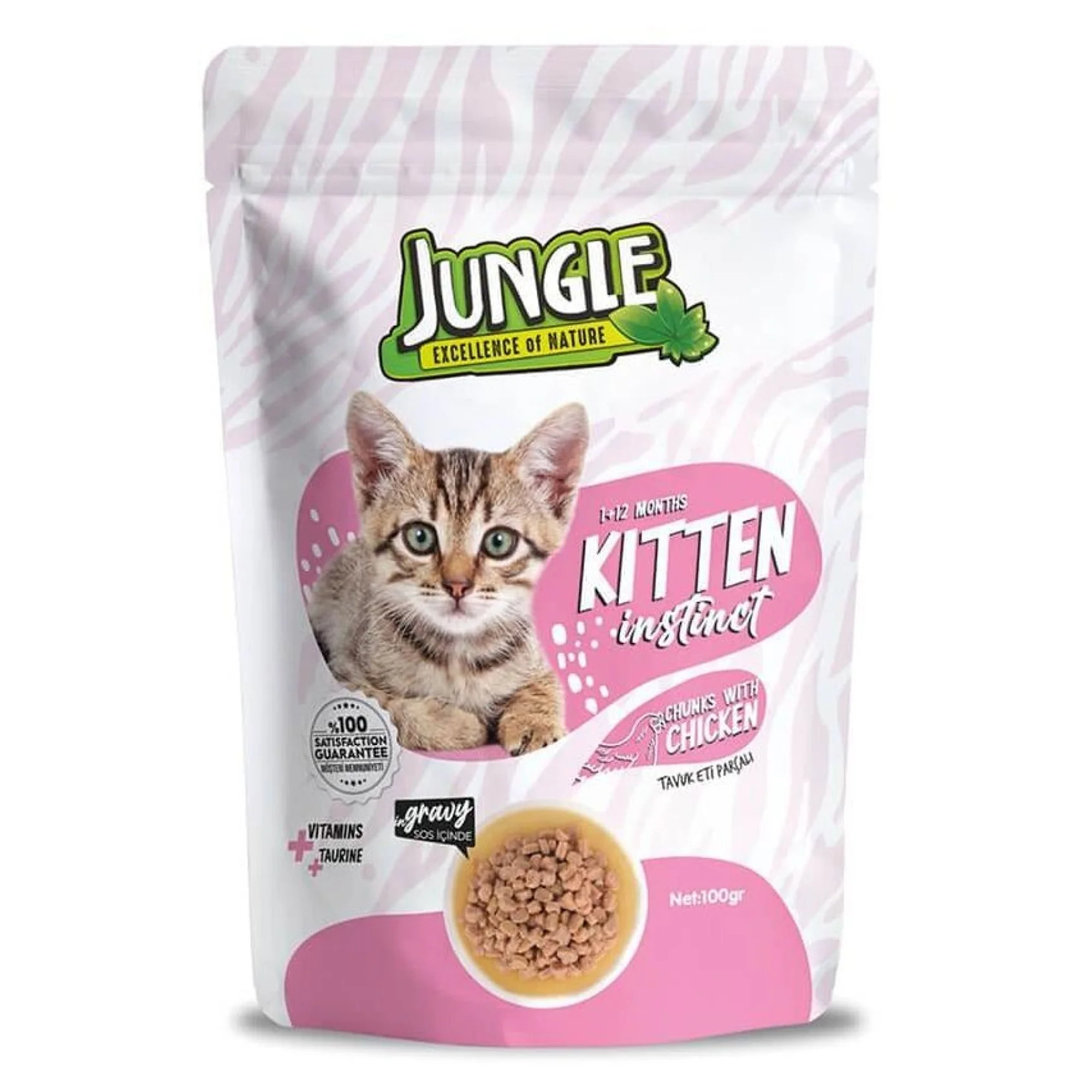 Jungle Jungle Pouch Tavuk Eti Parçalı  Yaş Yavru Kedi Maması 100G