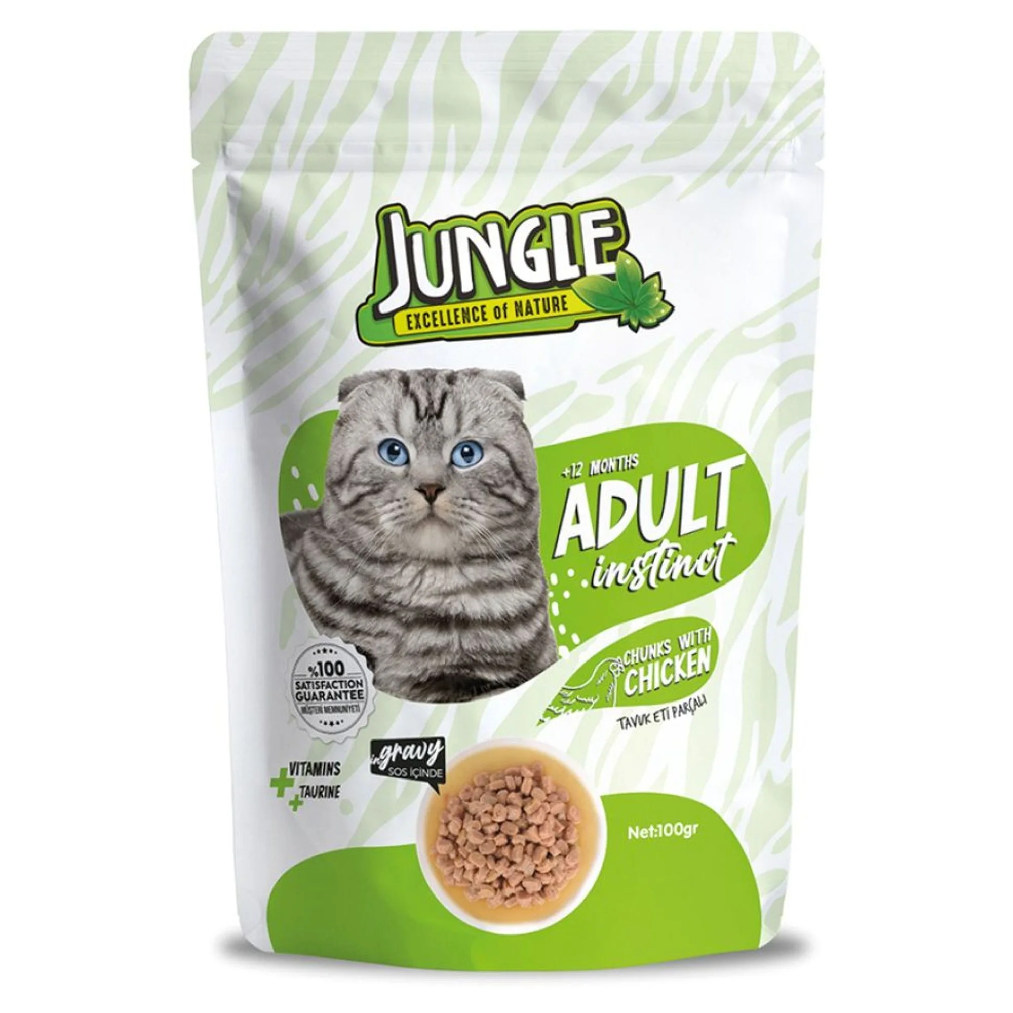 Jungle Jungle Pouch Tavuk Eti Parçalı Soslu Yaş Yetişkin Kedi Maması 100G