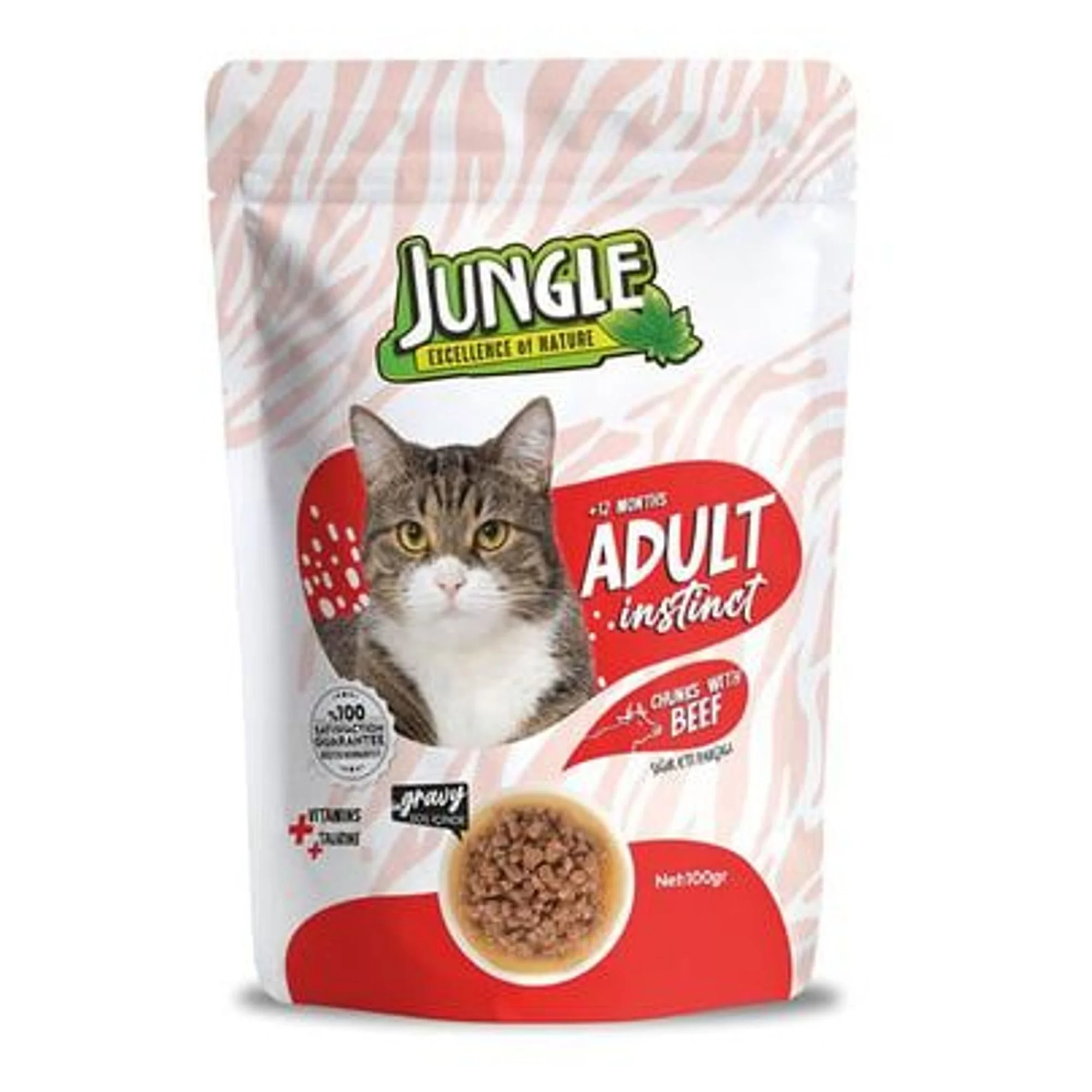Jungle Jungle Pouch Sığır Eti Parçalı Soslu Yaş Yetişkin Kedi Maması 100G