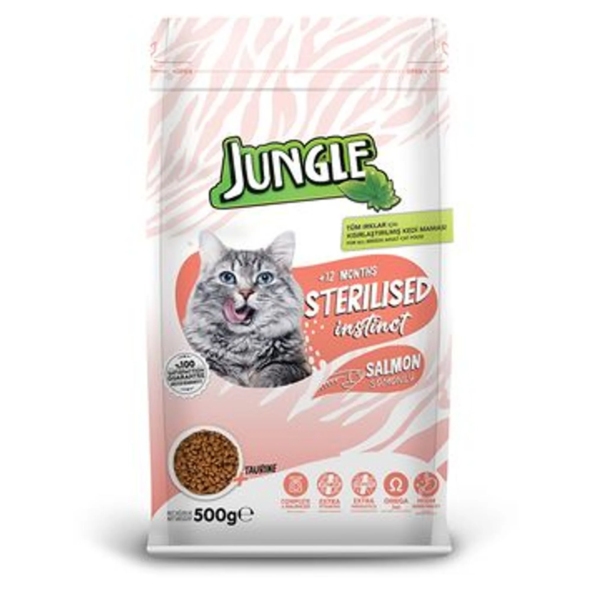 Jungle Somonlu Kısırlaştırılmış Yetişkin Kedi Maması 500G