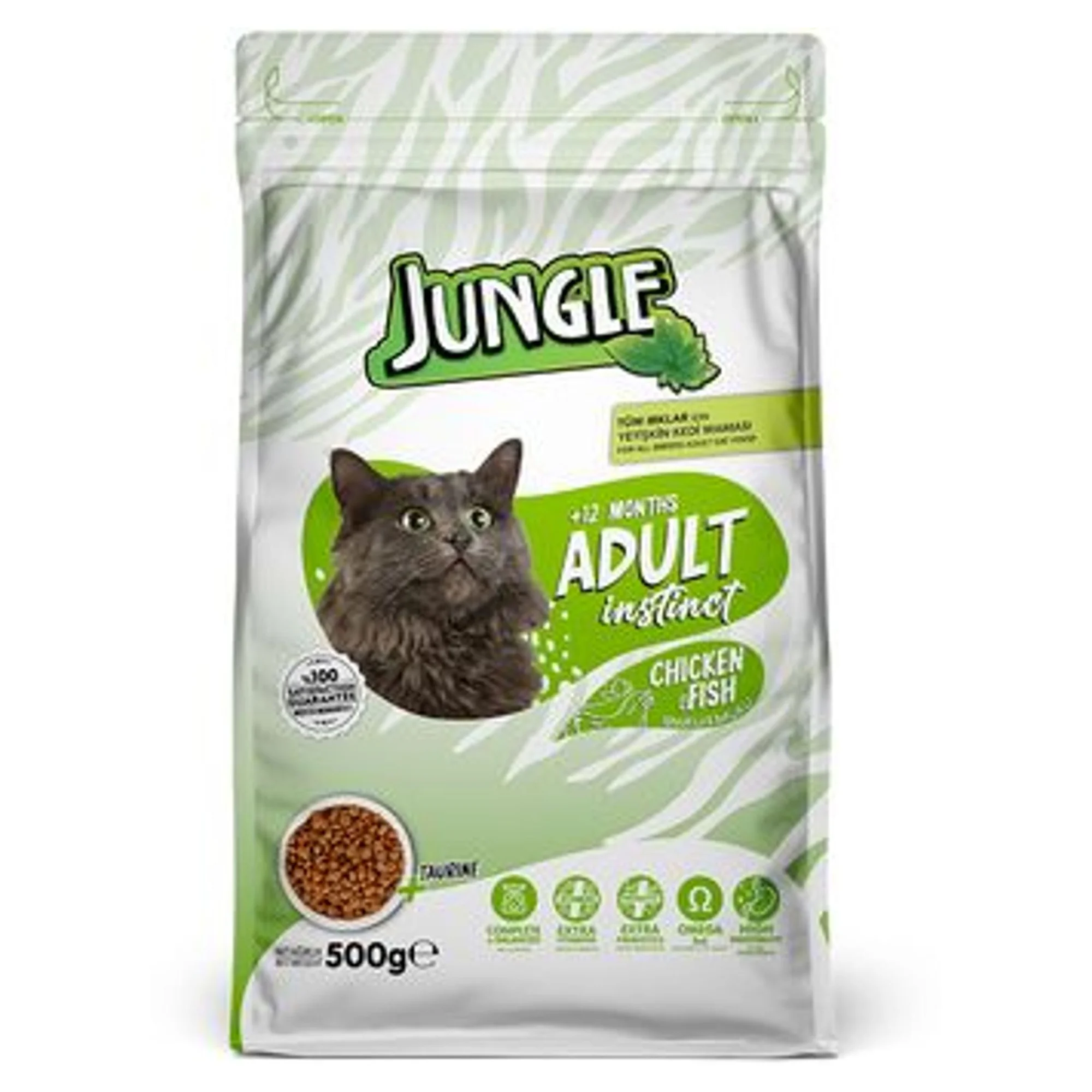 Jungle Tavuk ve Balıklı Yetişkin Kedi Maması 500 G