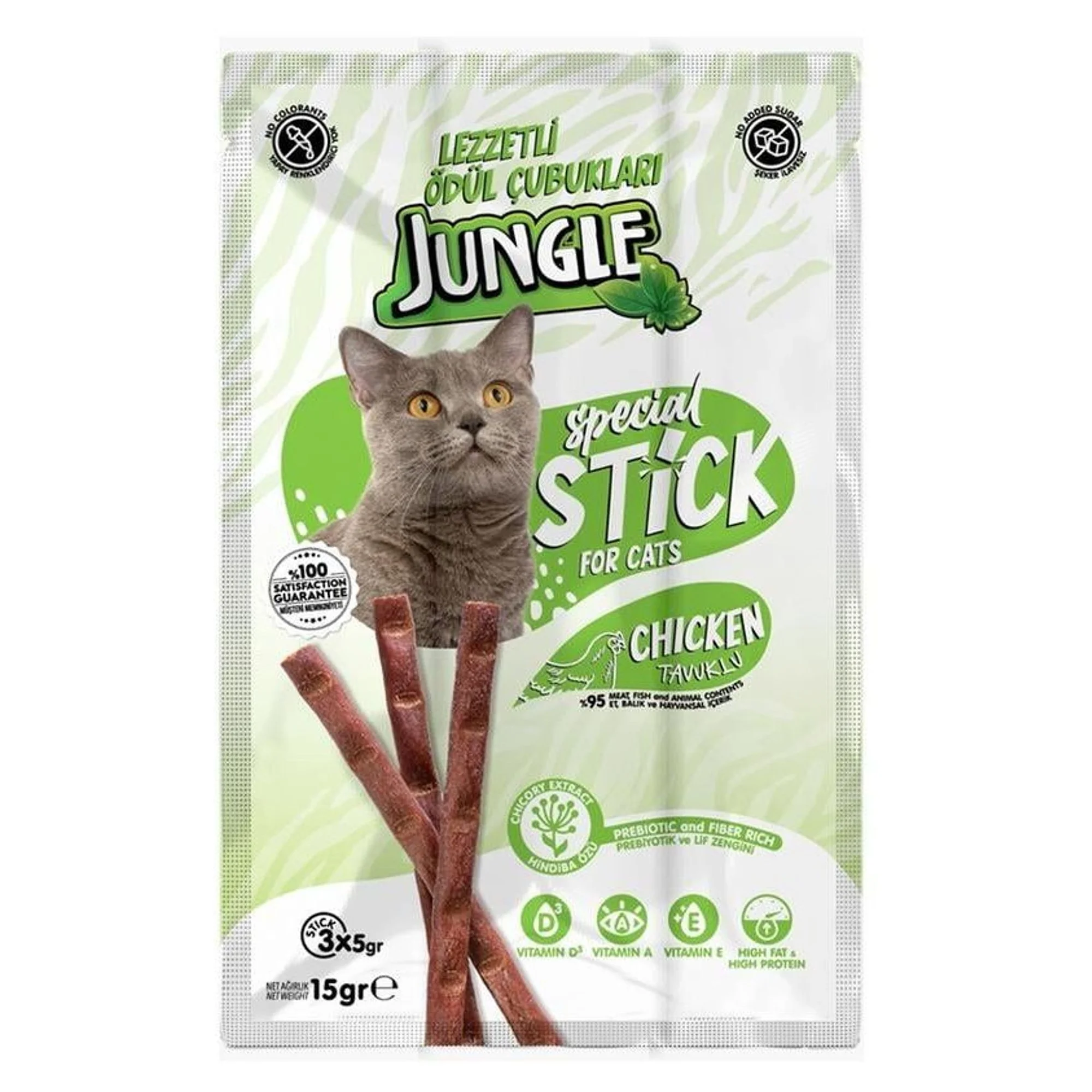 Jungle Tavuklu Stick Kedi Ödülü 3x5 G 