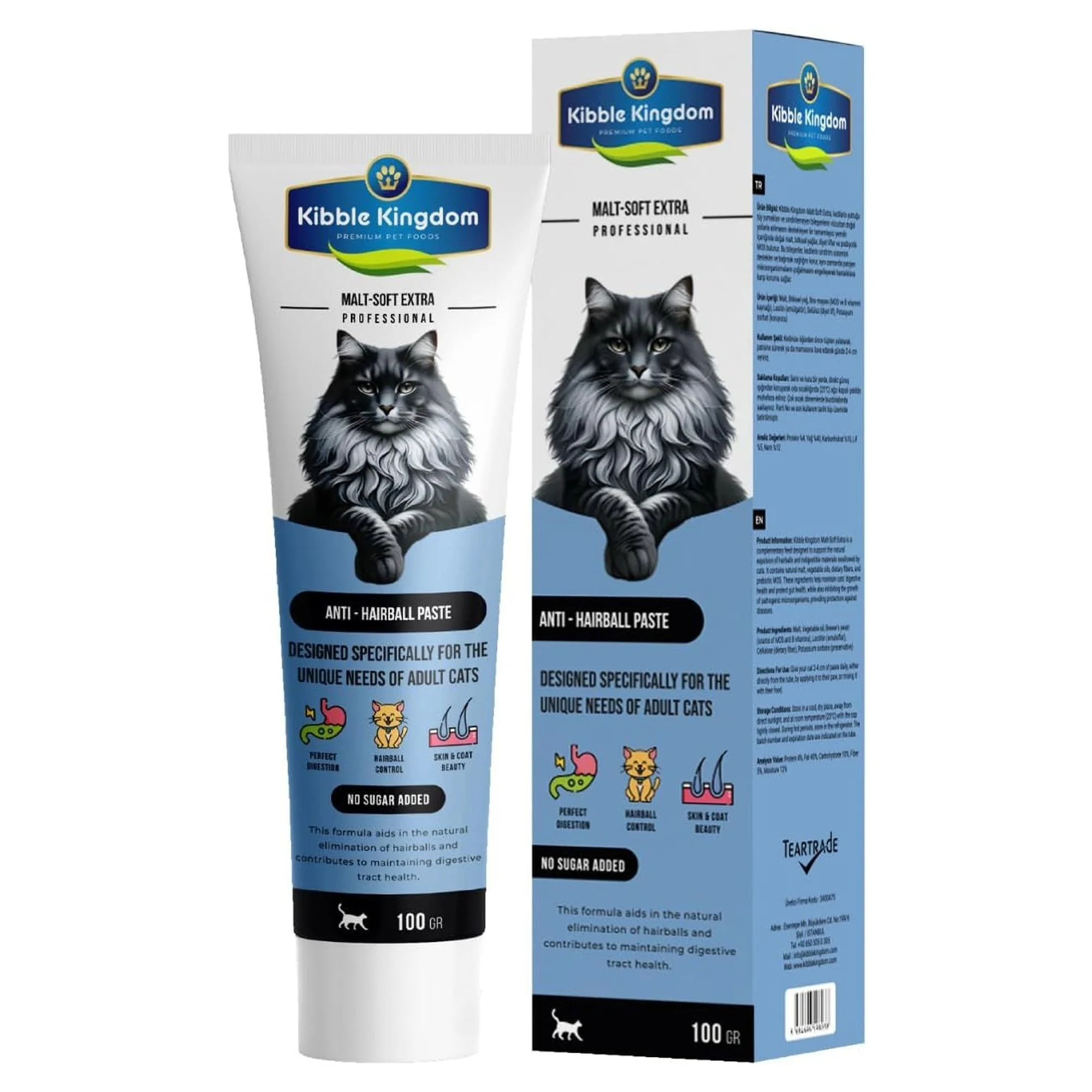 Kibble Kingdom Kediler İçin Malt-Soft Ekstra Tüy Yumağı Önleyici Macun 100 G