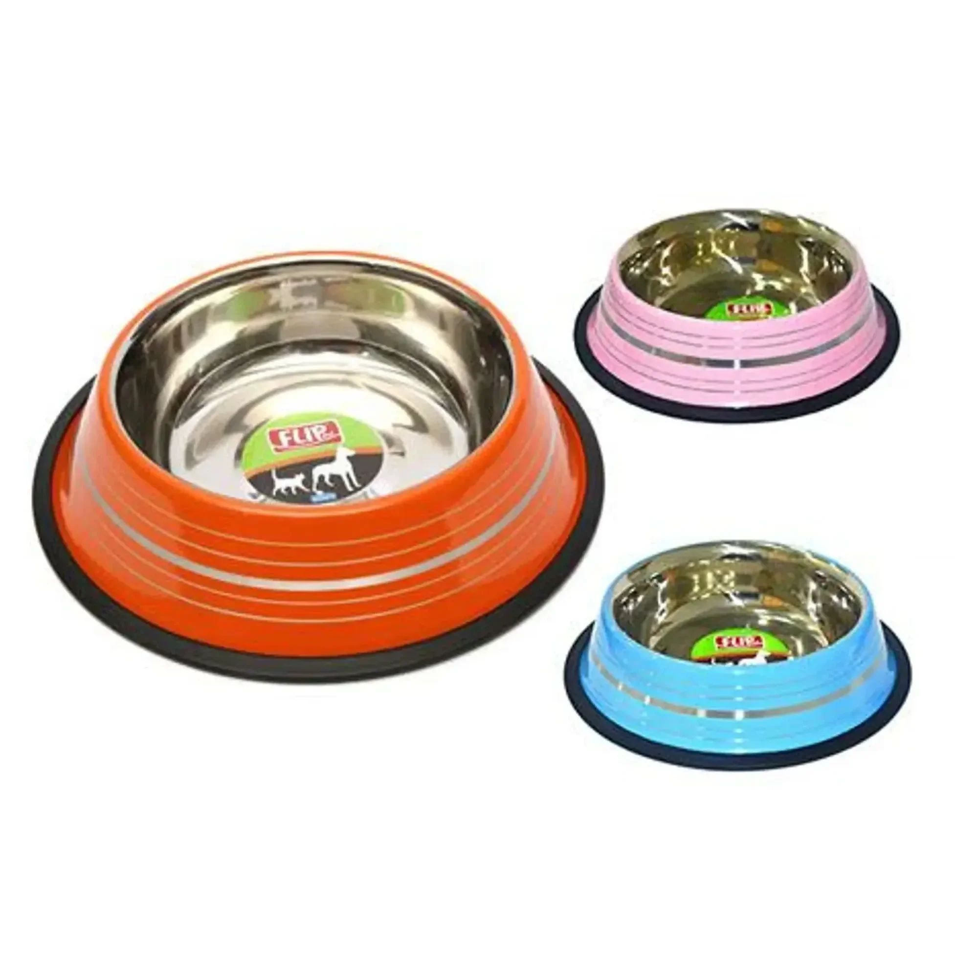 Flip Renkli Şeritli Mama Kabı 16 Oz.