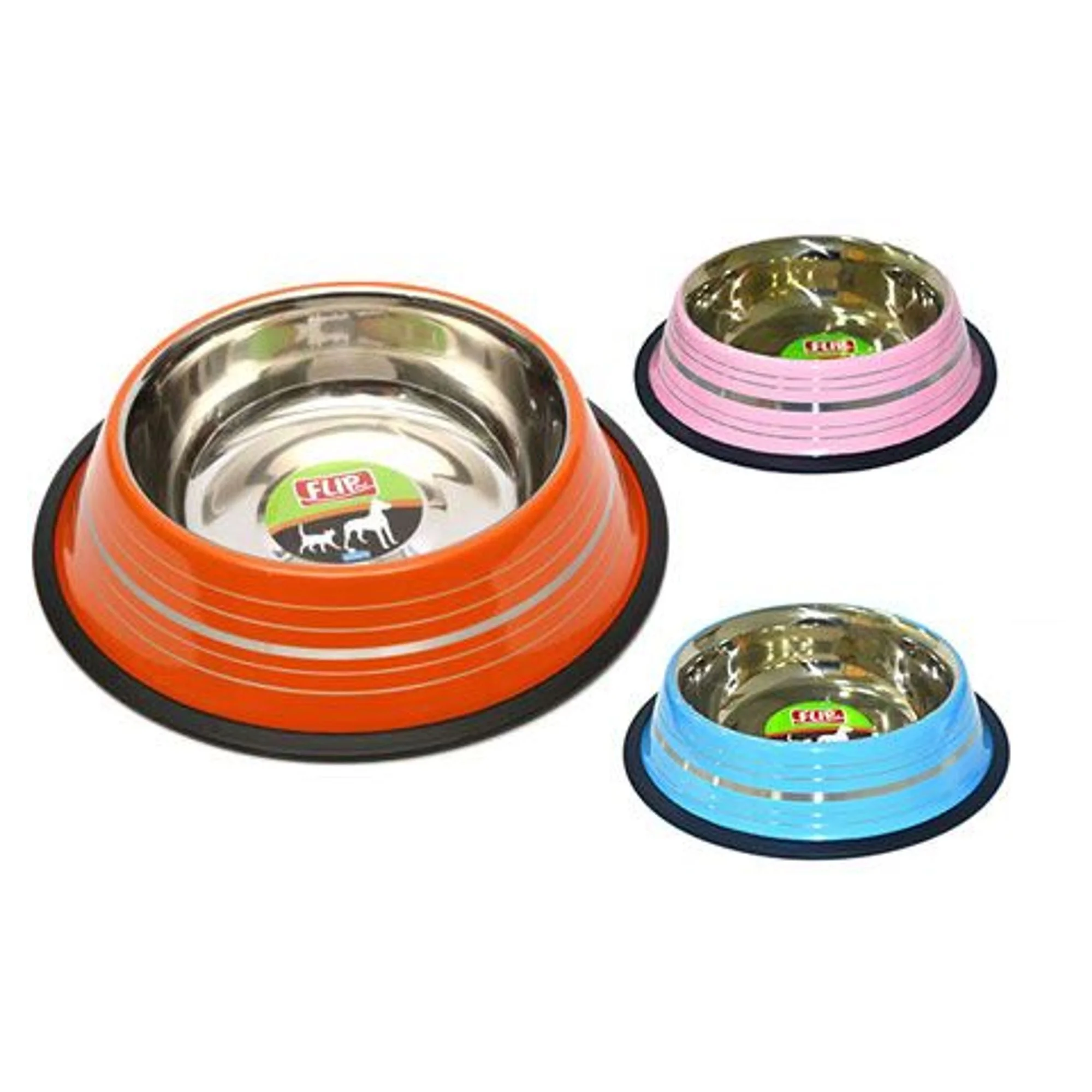 Flip Flip Renkli Şeritli Mama Kabı 16 Oz.