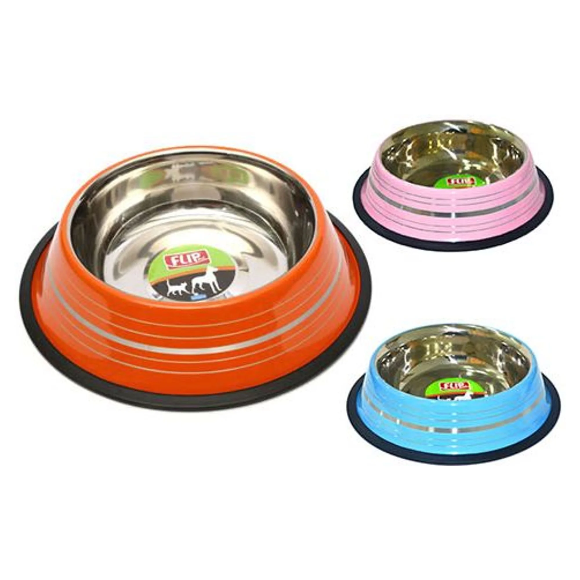 Flip Flip Renkli Şeritli Mama Kabı 24 Oz.