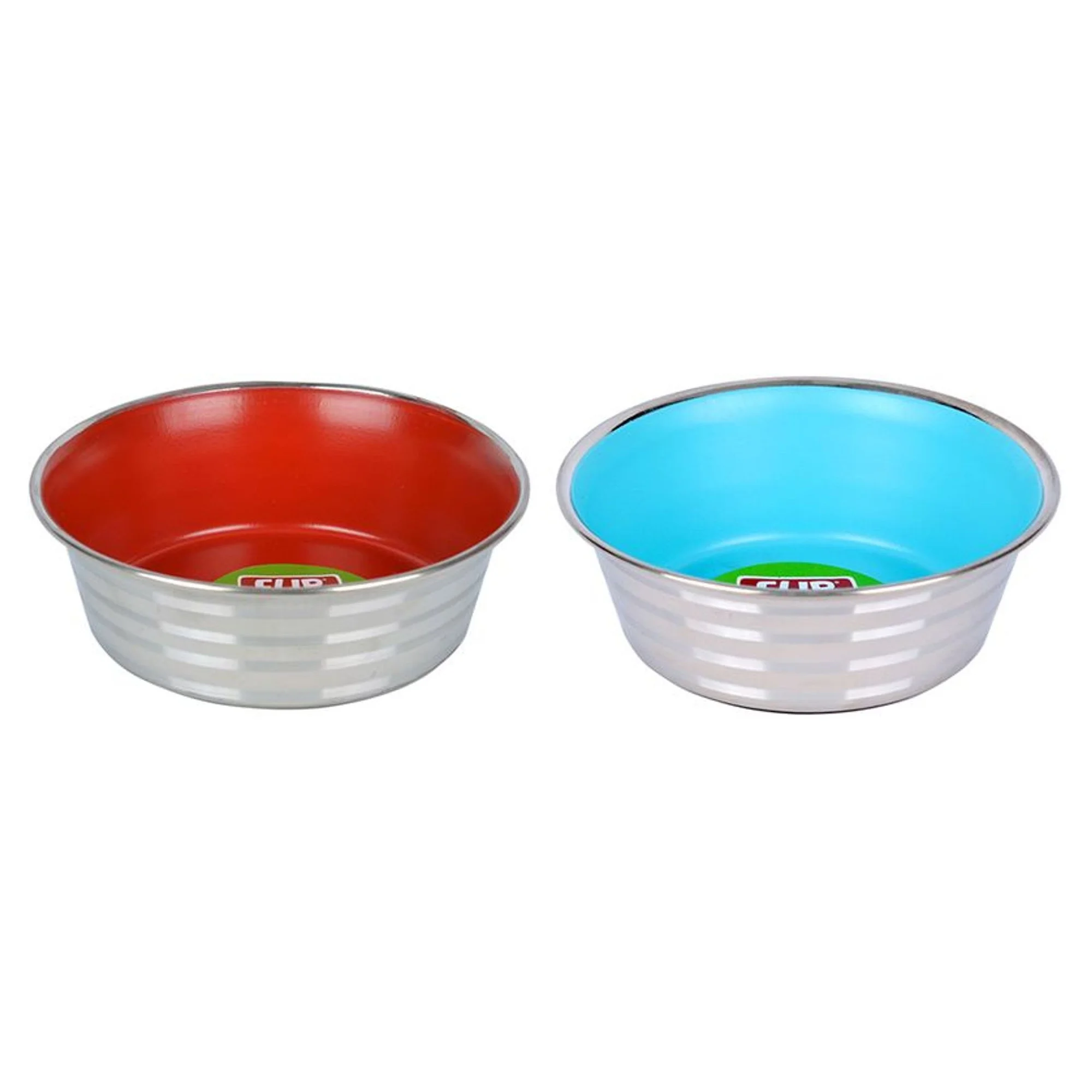 Flip Flip Çizgi Desenli Renkli Silikon Tabanlı Çelik Mama Kabı 11 CM