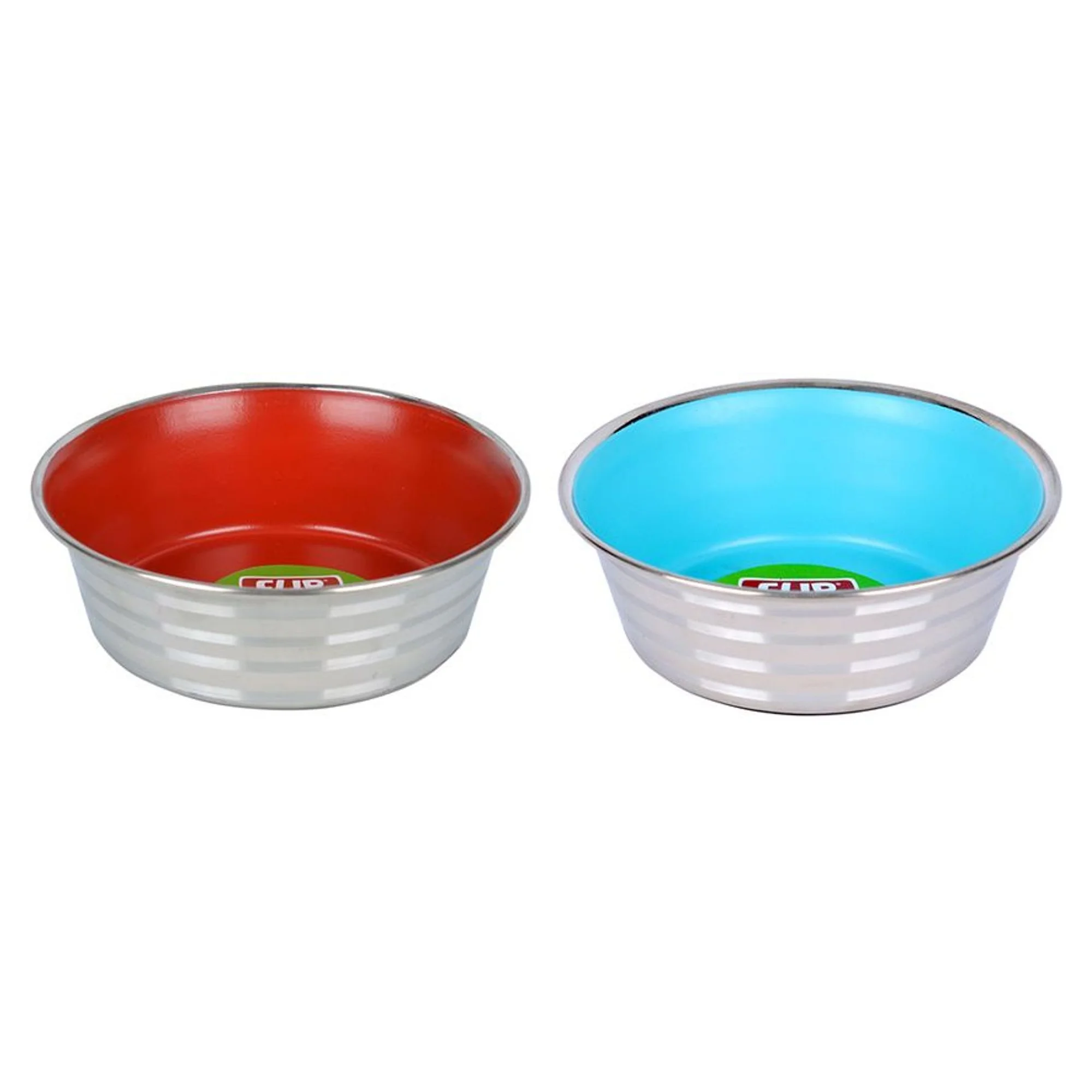 Flip Flip Çizgi Desenli Renkli Silikon Tabanlı Çelik Mama Kabı 13 CM