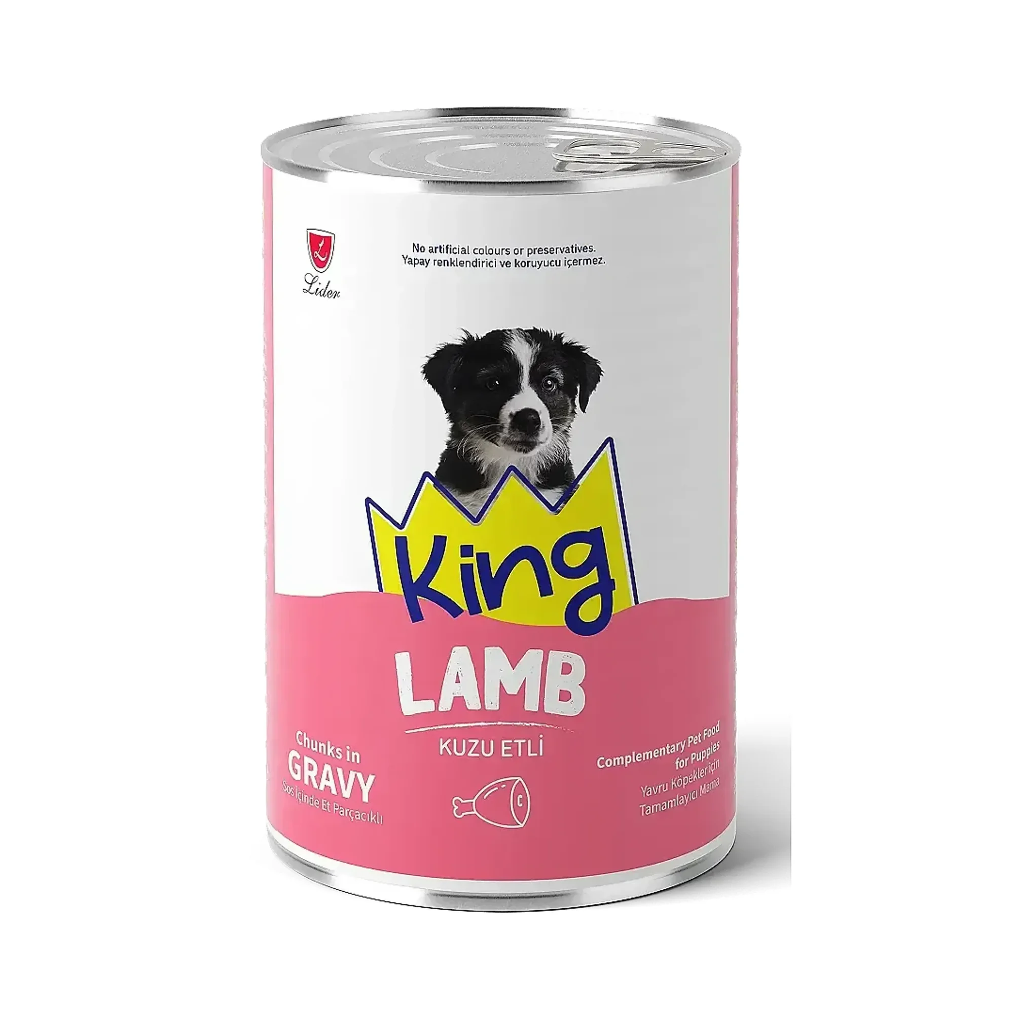 King Sos İçerisinde Et Parçacıklı Kuzu Etli Yavru Köpek Konservesi 400 G