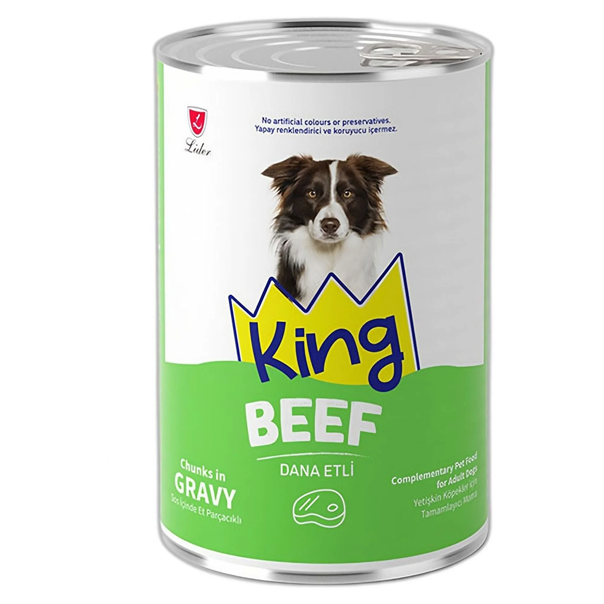 King King Sos İçinde Et Parçacıklı Dana Etli Yetişkin Köpek Konservesi 400 G