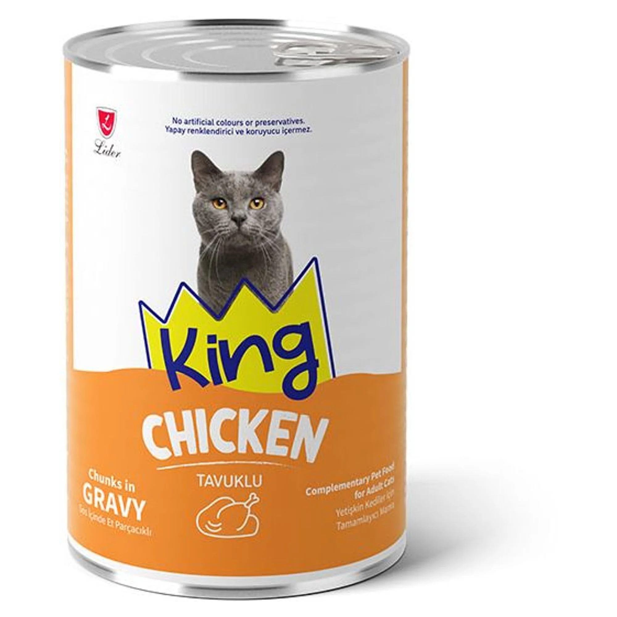 King Sos İçerisinde Et Parçacıklı Tavuklu Kedi Konservesi 400 G
