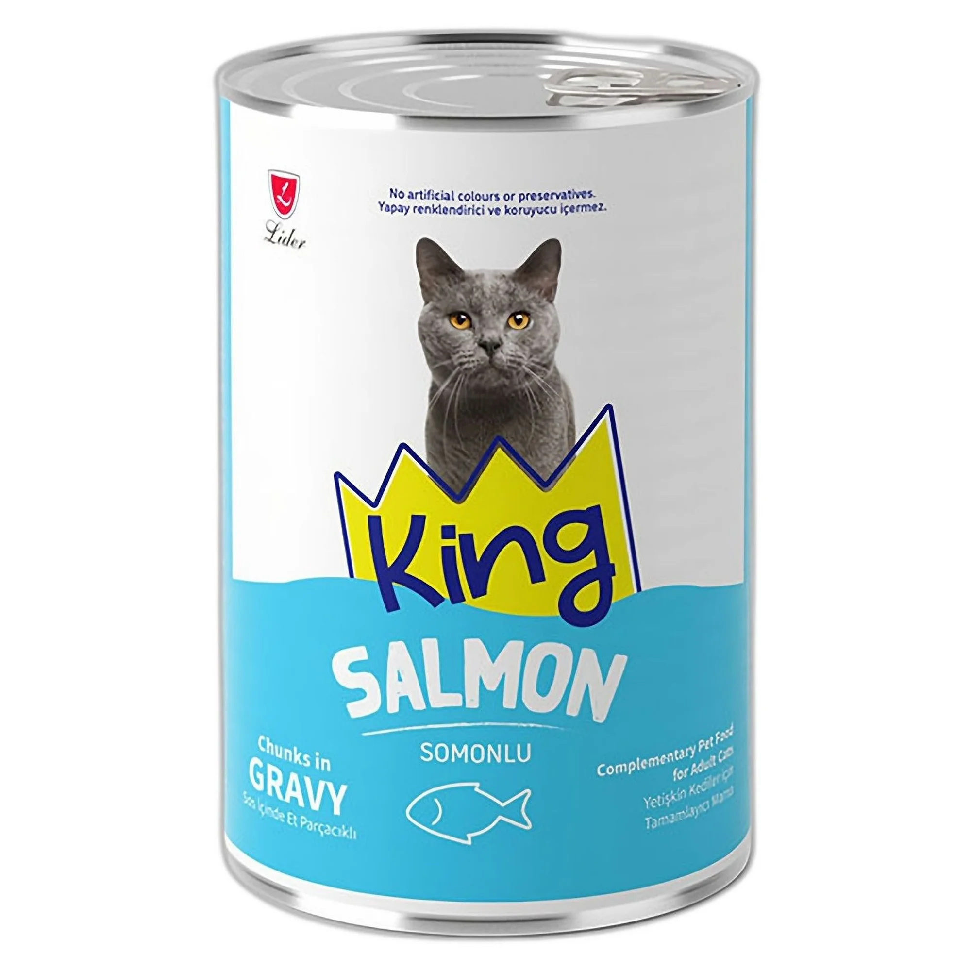 King King Sos İçerisinde Et Parçacıklı Somonlu Kedi Konservesi 400 G