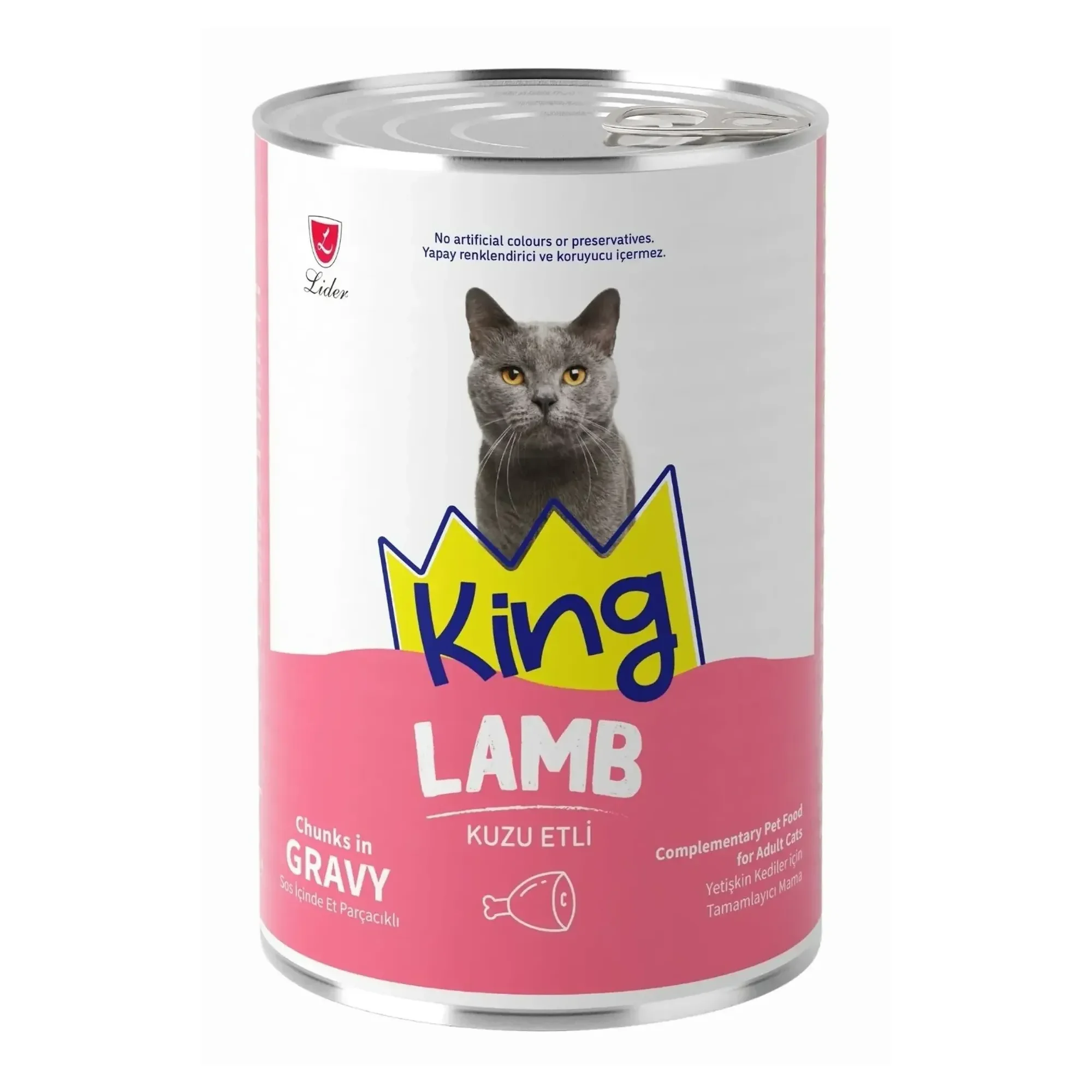 King Konserve Sos İçinde Et Parçacıklı Kuzu Etli Yetişkin Kedi Maması 400 G