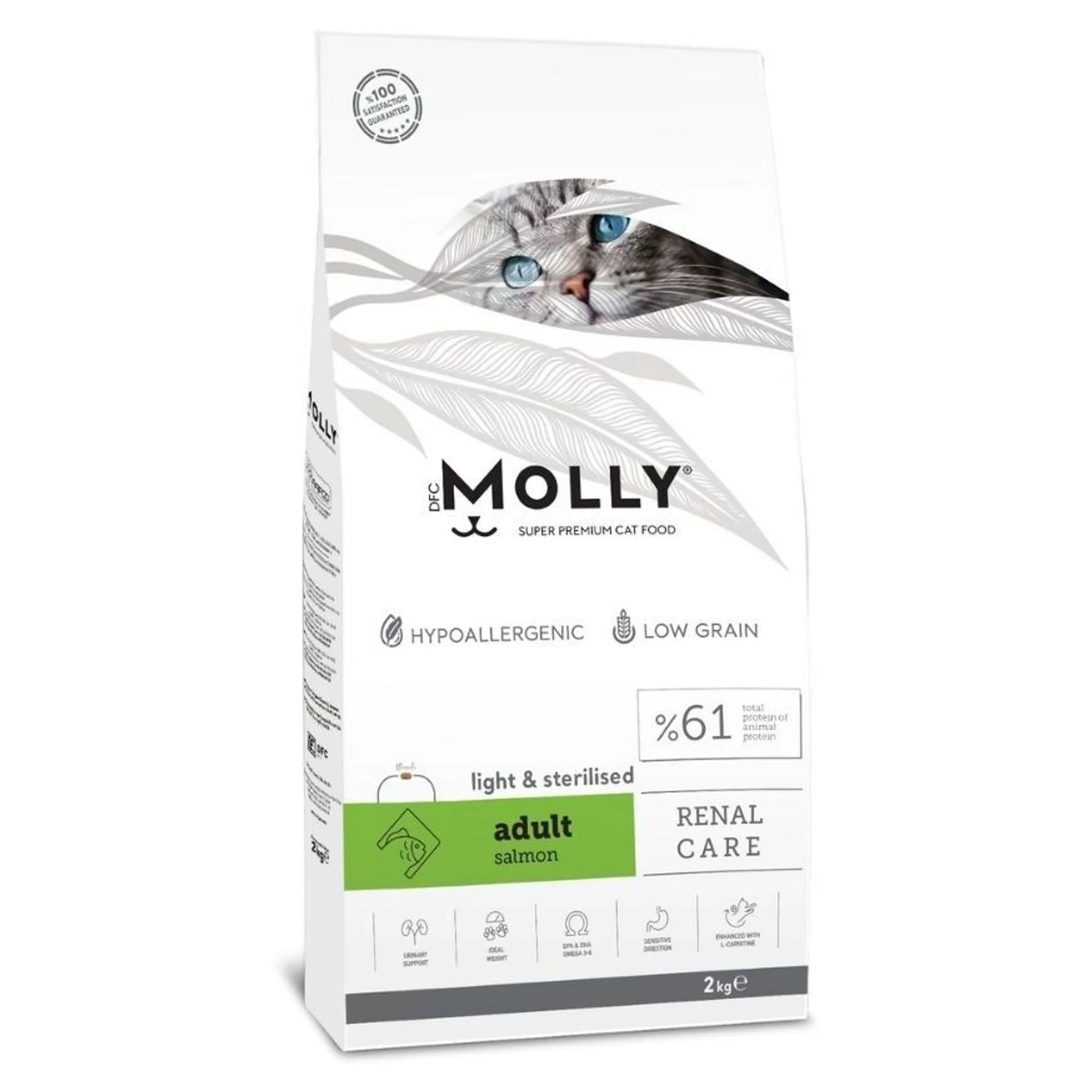 Molly Renal Care Hipoalerjenik Somonlu Düşük Tahıllı Kısırlaştırılmış Kedi Maması 2 KG